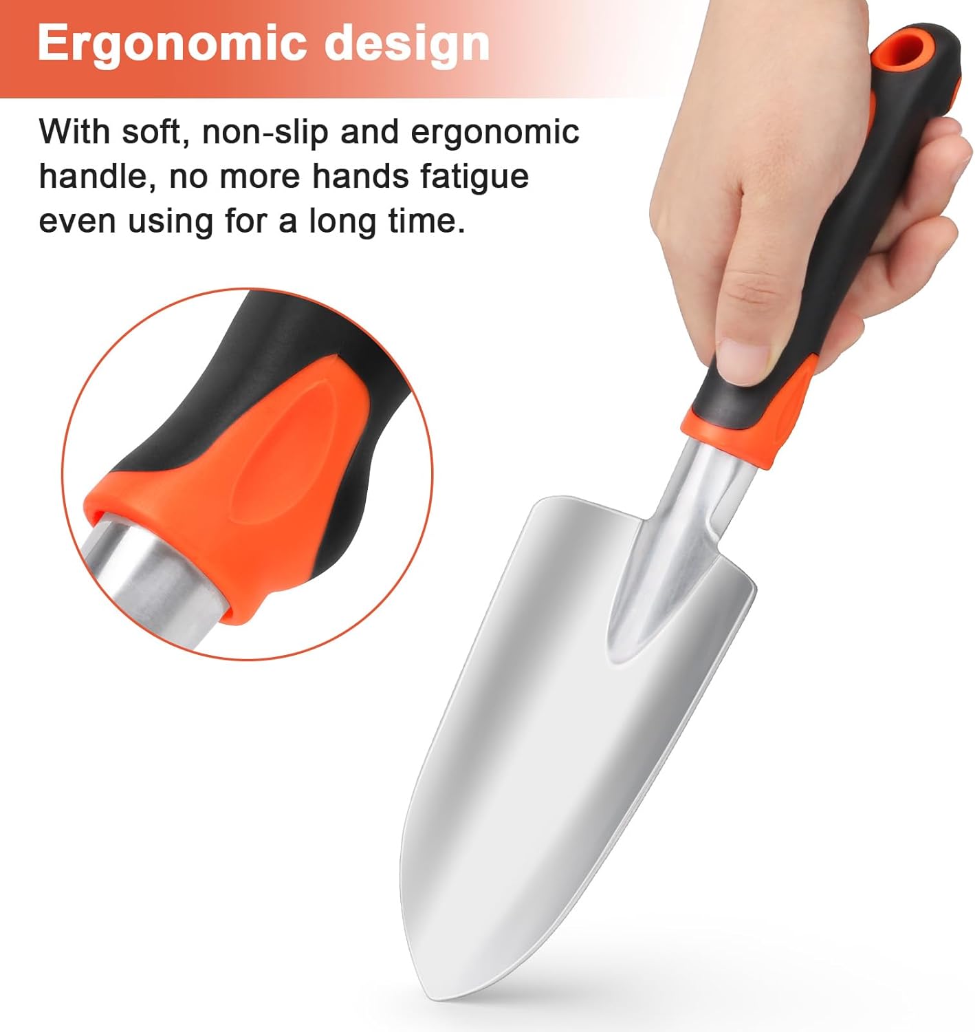Garden Shovel Garden Hand Trowel, Heavy Duty Hand Shovel with Ergonomic Handle + Over The Sink Dish Drying Rack, Roll Up Dish Drying Rack Kitchen Dish Rack