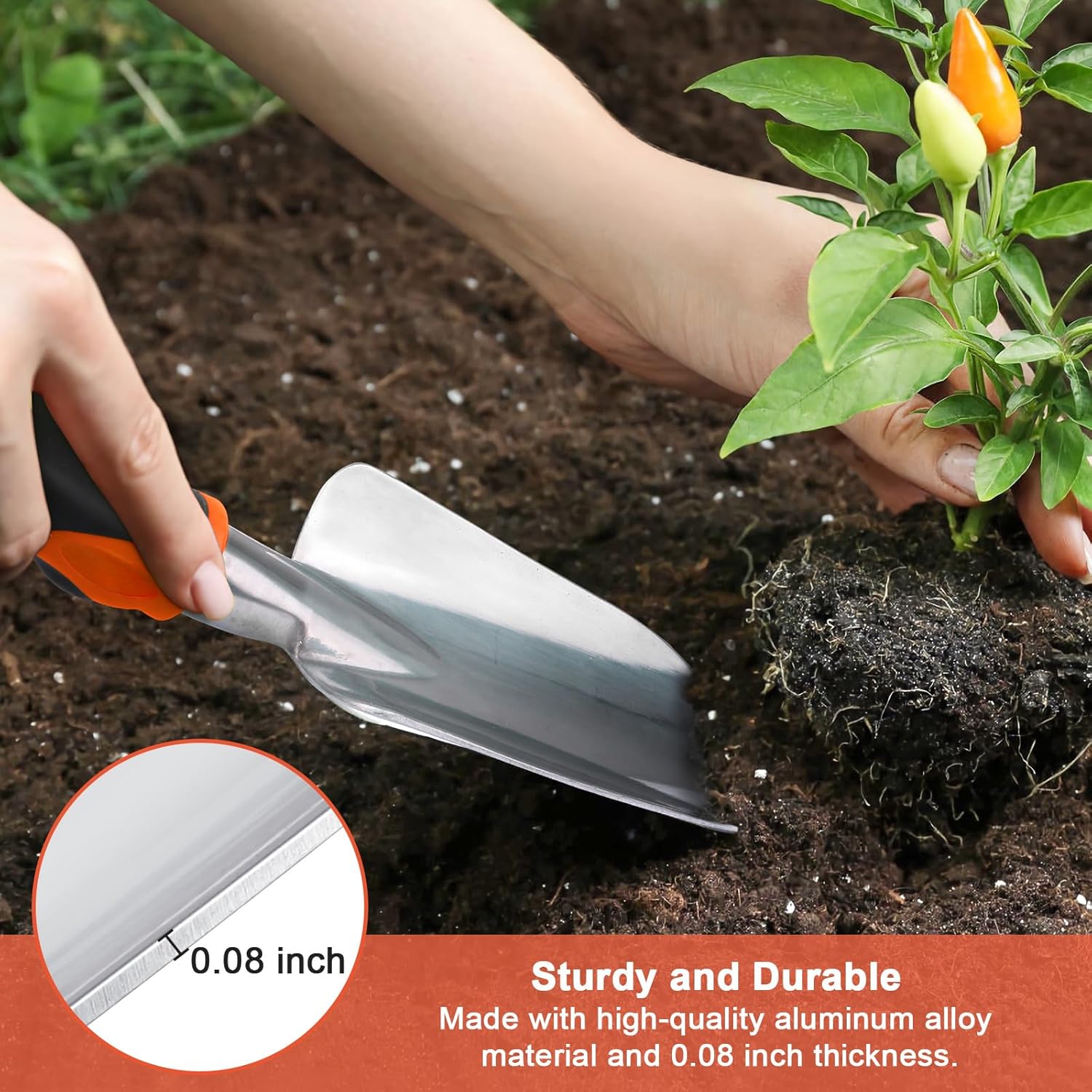 Garden Shovel Garden Hand Trowel, Heavy Duty Hand Shovel with Ergonomic Handle + Over The Sink Dish Drying Rack, Roll Up Dish Drying Rack Kitchen Dish Rack