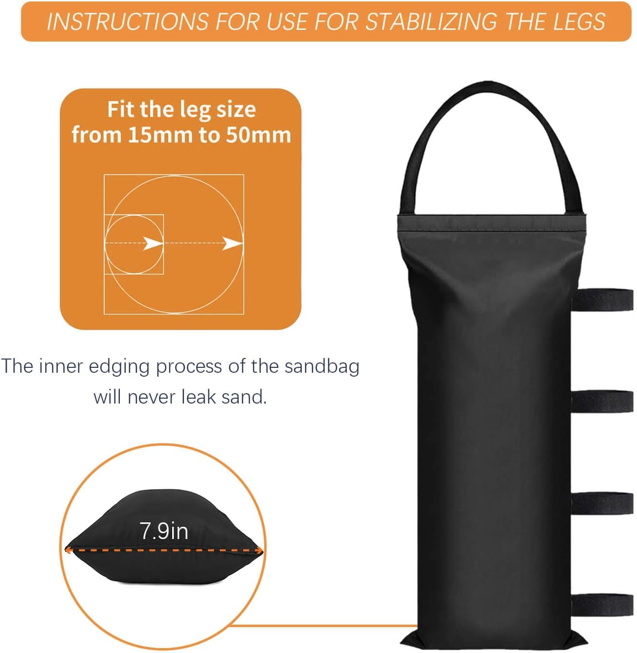 100 LBS Canopy Weights Sand Bags for Canopy Outdoor Advertising Tent Sunshade Fixed Windproof Pop up Canopy Tent No Sand Black 4-Pack