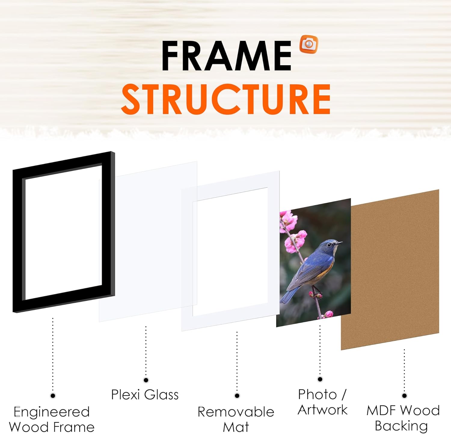 5x7 Picture Frame Set of 2 & 8x10 Picture Frame Set of 2, Photo Frame with HD Plexiglass, Display Pictures 5x7 with Mat or 8x10 Without Mat