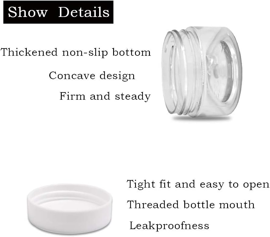 24 Pcs 1oz Plastic Cosmetic Jars,Round Leak Proof Clear Container with Lid,Wide-Mouth Refillable Small Storage Containers for Slime,Cosmetic,Lotion,Candy,Craft