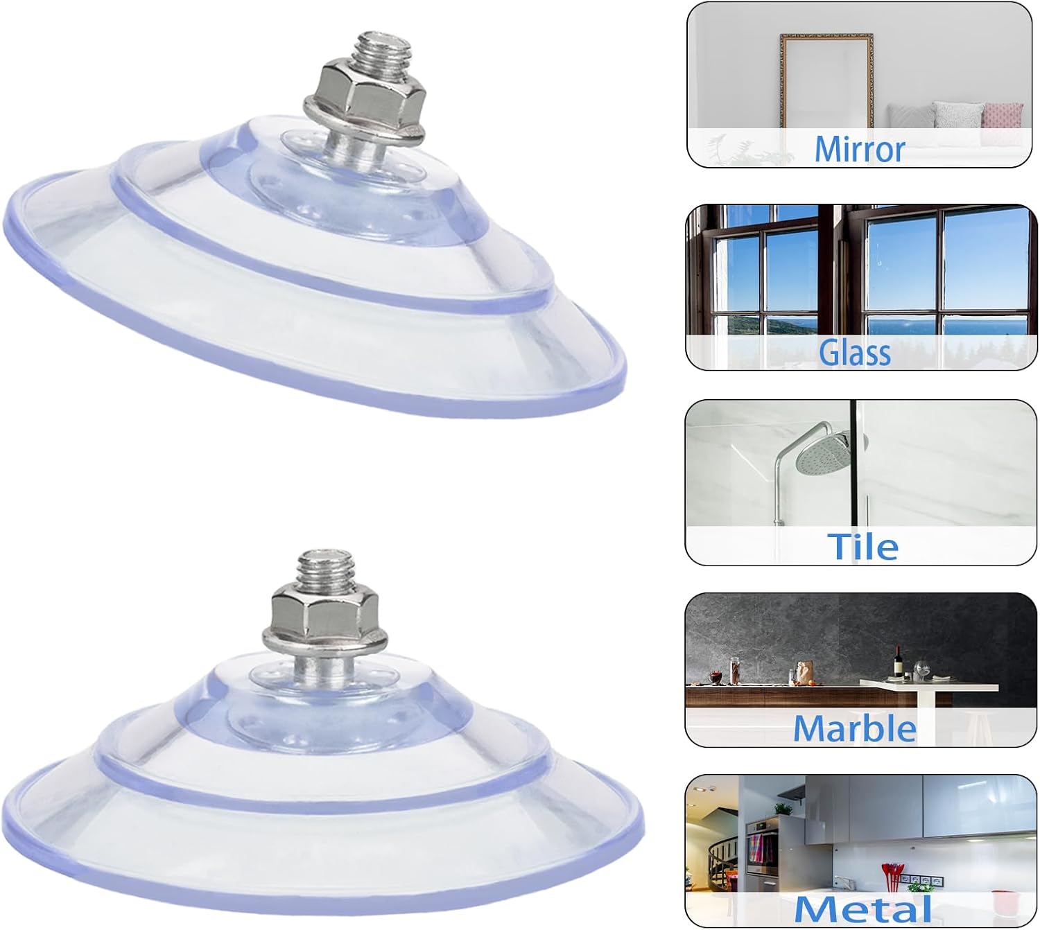 Upgraded Large Suction Cup with Screws 3.4"/85mm Plastic Suction Pads 4 Pack Clear PVC Sucker Pads with M8 Screw Nut Extra Strong Adhesive Glass Suction Holder