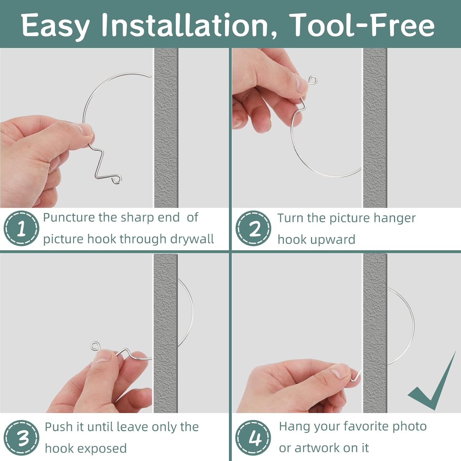 30Pcs Picture Hanger Hooks Super Hooks for Hanging Drywall Picture Hanging Hooks Heavy Duty Wall Hooks for Hanging Pictures, Photos, Frames, Planters, Art, Clock