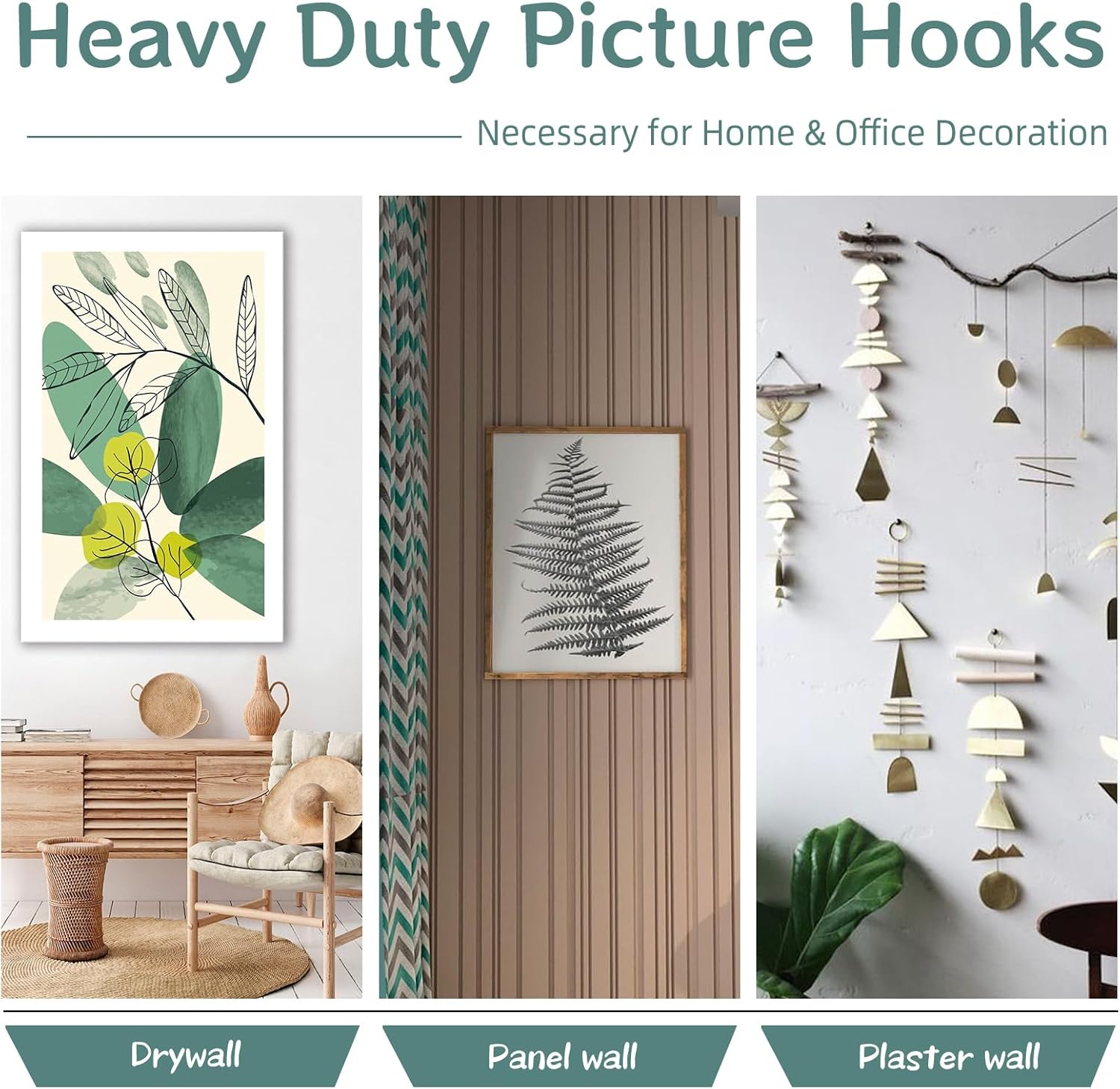 30Pcs Picture Hanger Hooks Super Hooks for Hanging Drywall Picture Hanging Hooks Heavy Duty Wall Hooks for Hanging Pictures, Photos, Frames, Planters, Art, Clock