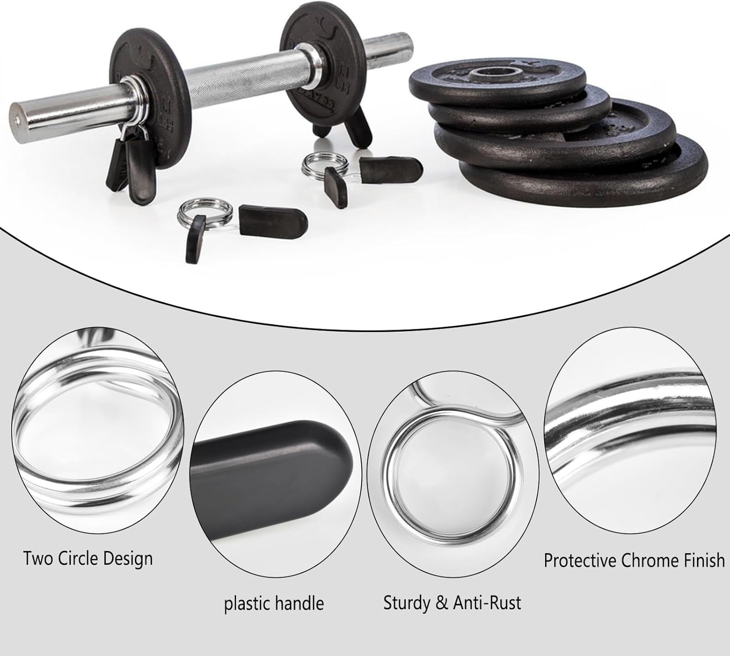 Spring Clip Collars 1 Inch Olympic Barbell Clamps Dumbbell Clips Weight Bar Clips for Weightlifting, Powerlifting, Strength Training