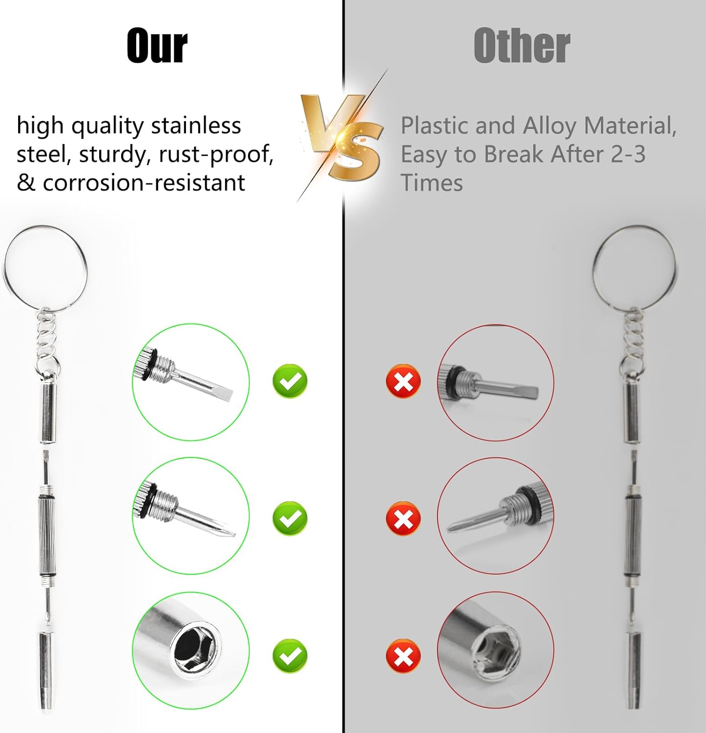 12 Pcs Keychain Eyeglass Screwdriver 3 in 1 Screwdriver Key Steel Eyeglass Screwdriver Eyeglass Screwdriver Repair Kit with Keychain Portable Screwdriver Hand Tools