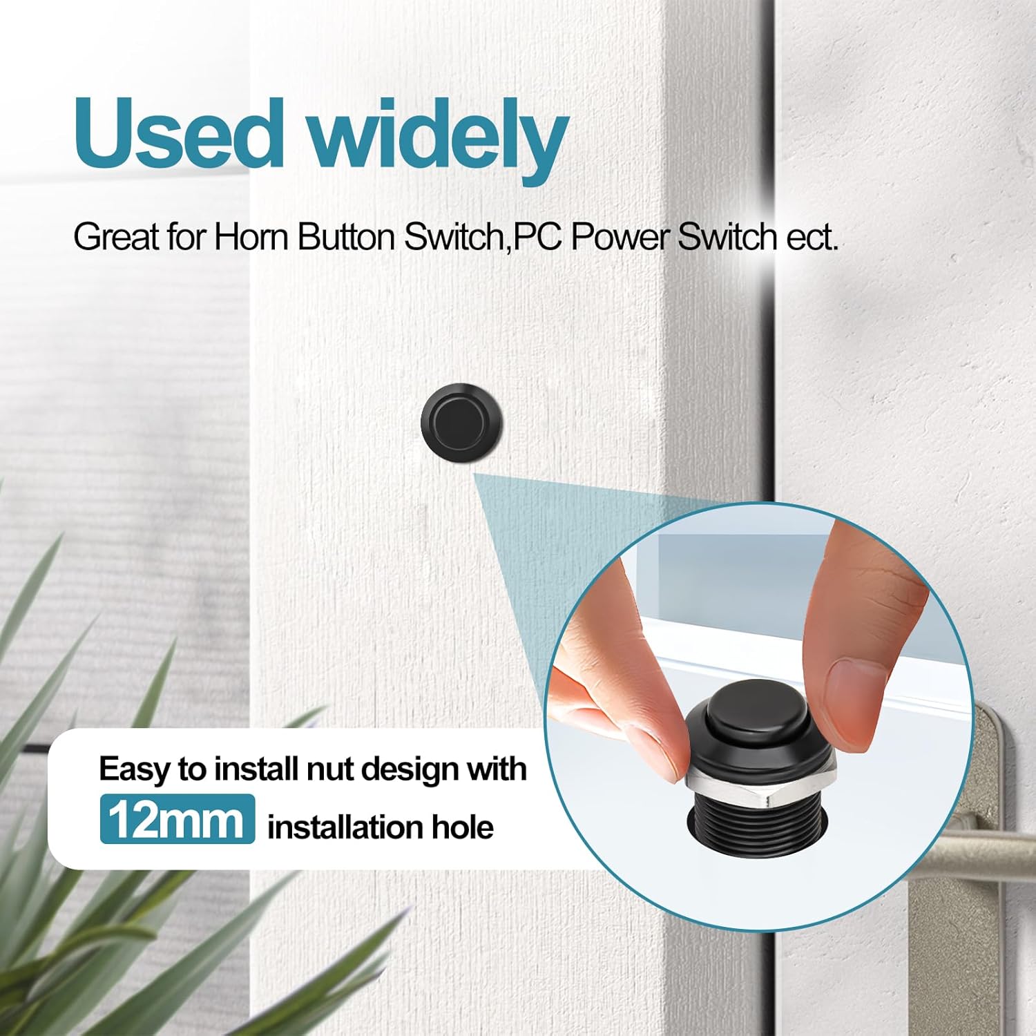 12mm Latching Push Button Switch - Raised Head, Normally Open ON - Off, with Pre - soldered Cable, Aluminium Alloy Shell, for 12V/24V/36V/110V, Waterproof IP66, Without LED 10PCS