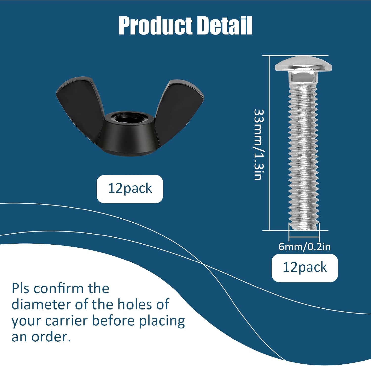 M6 Pet Carrier Fasteners Kennel Replacement Bolts for Plastic Cat Crate and Dog Crate Dog Kennel Accessories Cat Cage Carrier Parts 12 Set