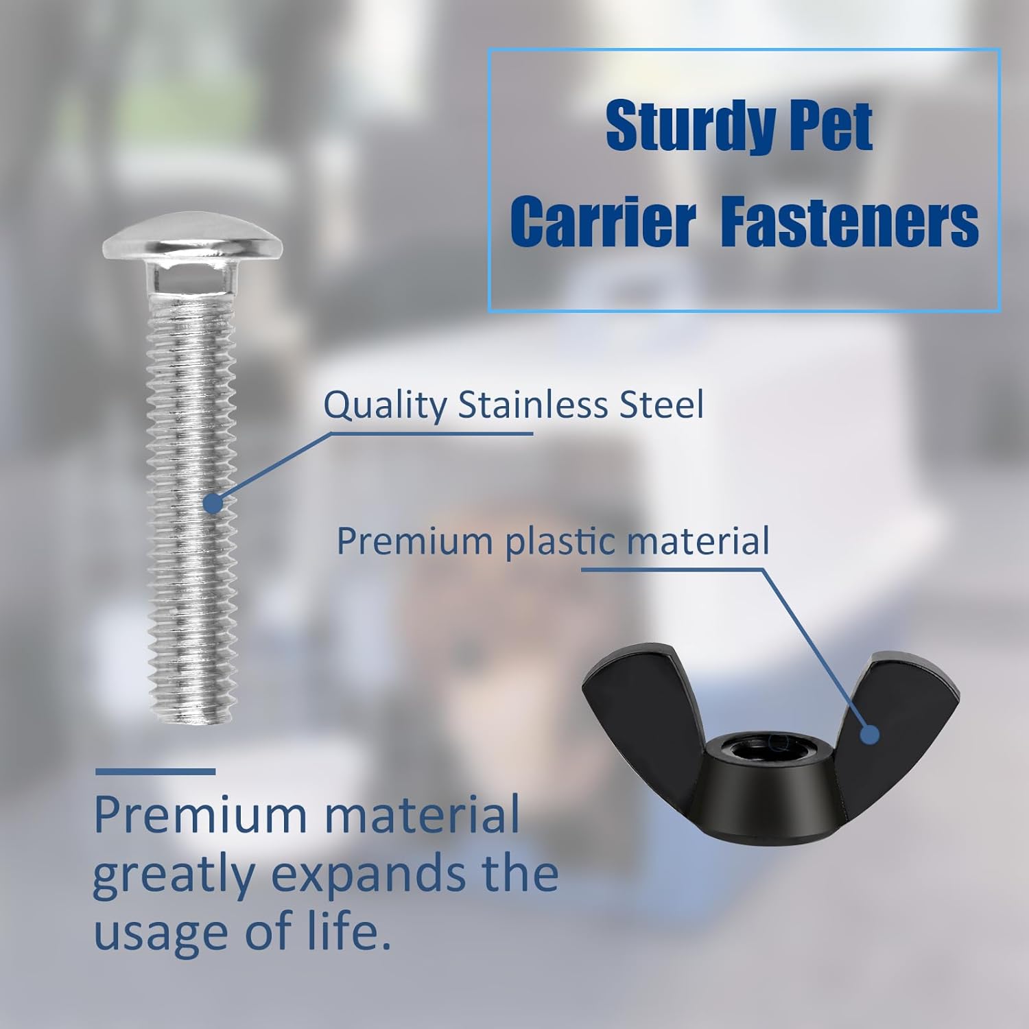 M6 Pet Carrier Fasteners Kennel Replacement Bolts for Plastic Cat Crate and Dog Crate Dog Kennel Accessories Cat Cage Carrier Parts 12 Set