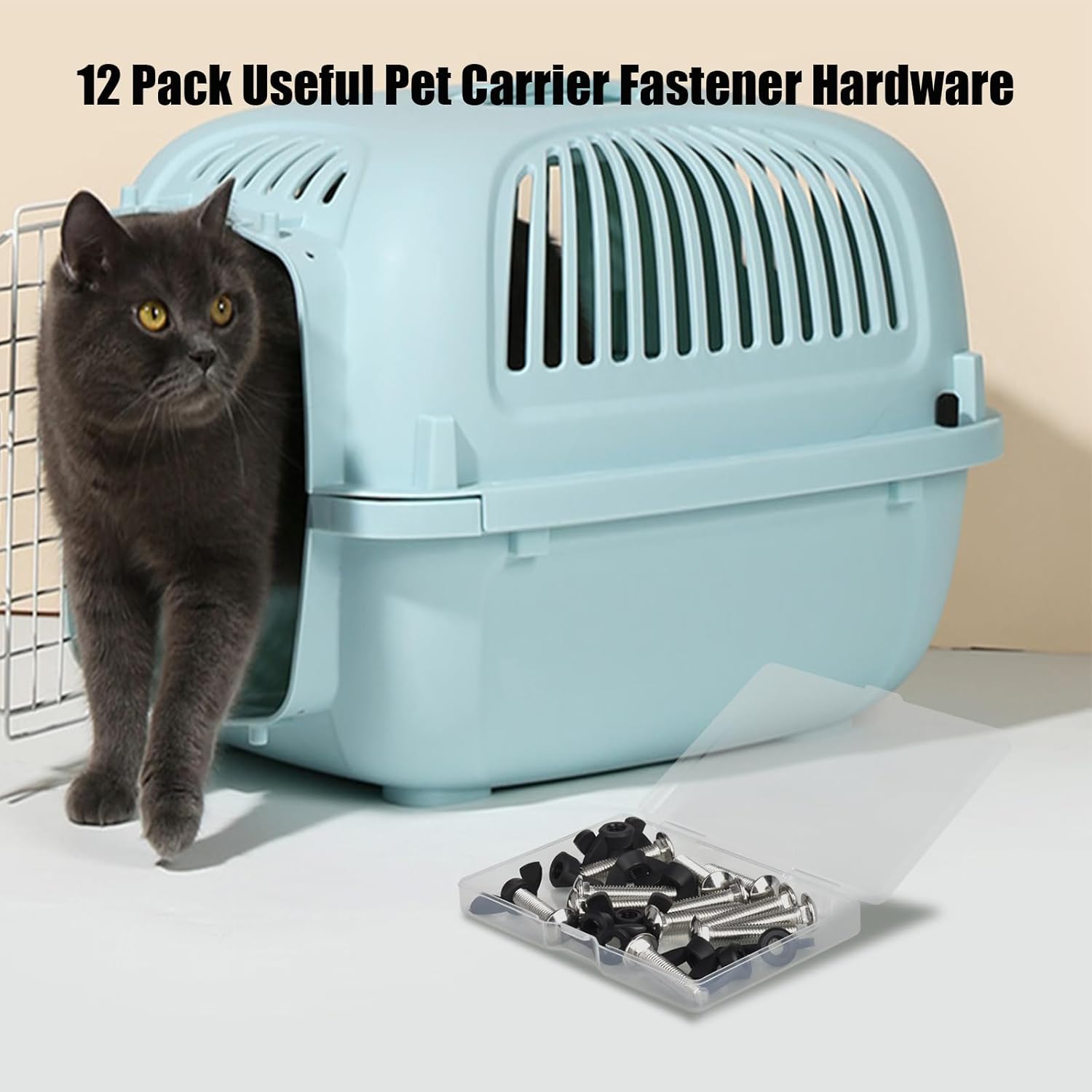 M6 Pet Carrier Fasteners Kennel Replacement Bolts for Plastic Cat Crate and Dog Crate Dog Kennel Accessories Cat Cage Carrier Parts 12 Set
