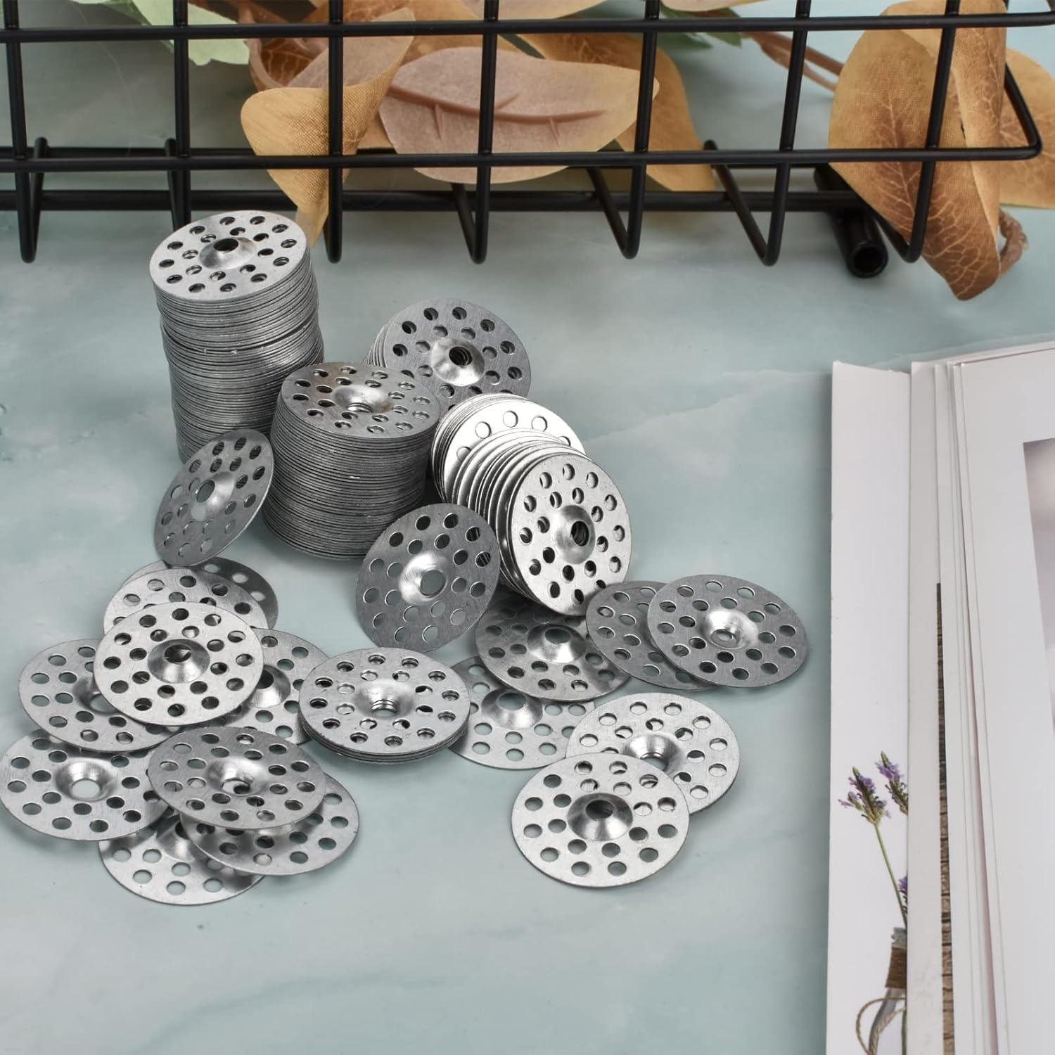 1 Inch Plaster Washers 200 Pcs Plaster Buttons Metal Washers for Screws Plaster Repair Rings Profile Washer for Wall Ceiling Drywall Repair