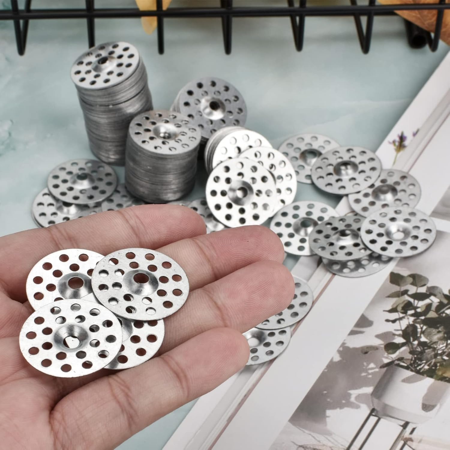 1 Inch Plaster Washers 200 Pcs Plaster Buttons Metal Washers for Screws Plaster Repair Rings Profile Washer for Wall Ceiling Drywall Repair