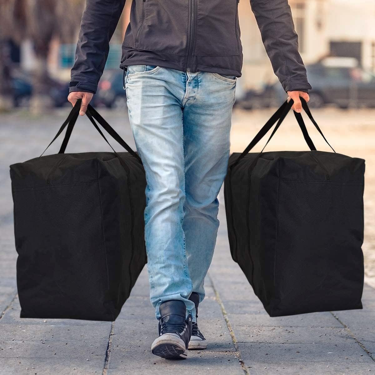 Extra Large Moving Bags with Strg Zippers & Carrying Handles, Storage Bags Storage Totes for Clothes, Moving Supplies, Space Saving Oversized Storage Bag Organizer for Moving, Traveling 2 Pack