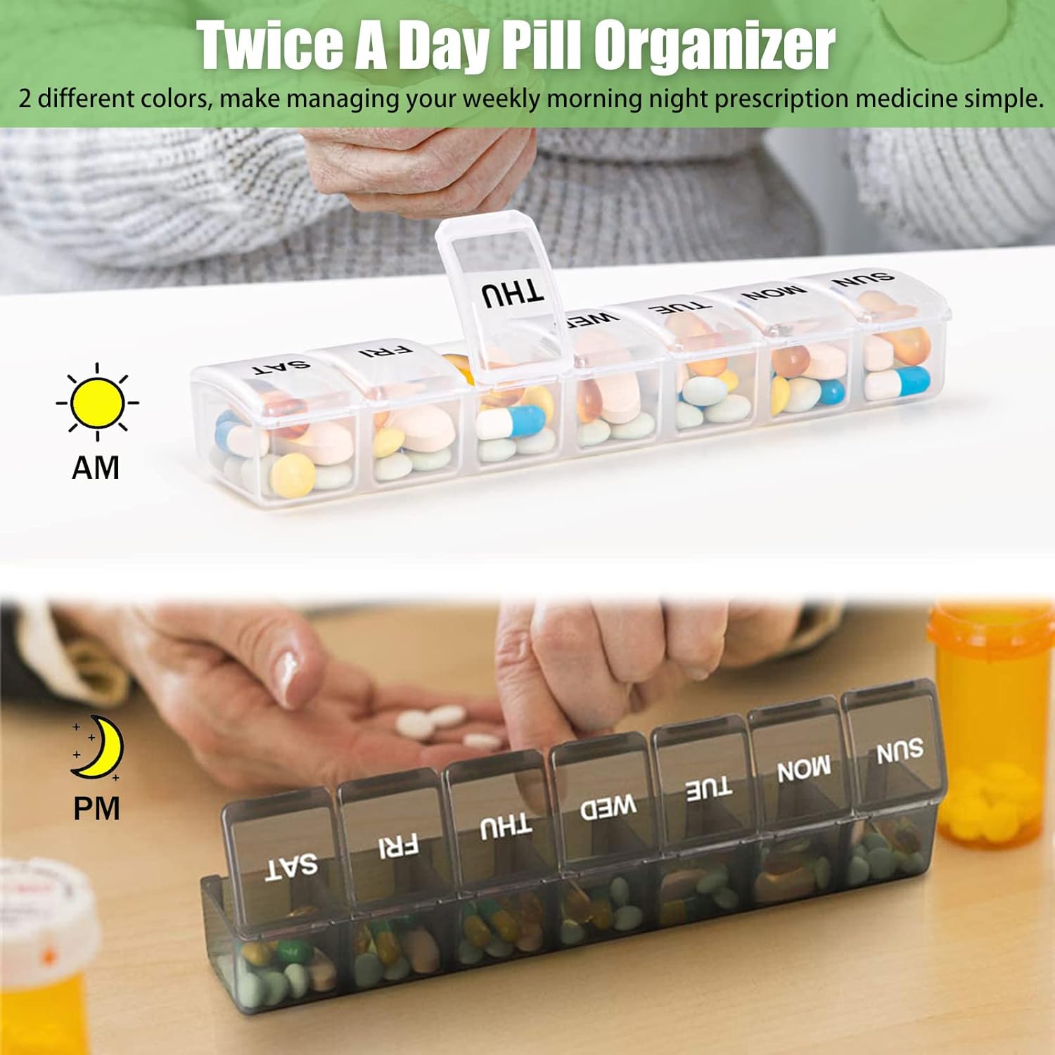 7 Pack TSA Approved Travel Luggage Tag and 2 Pack Weekly Pill Organizer