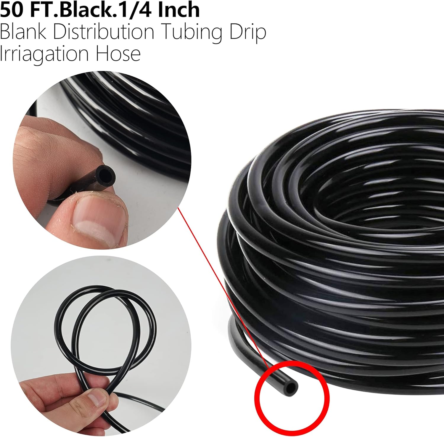 50 Feet Blank Distribution Tubing Irrigation Drip Hose, 1/4 Inch Drip Line