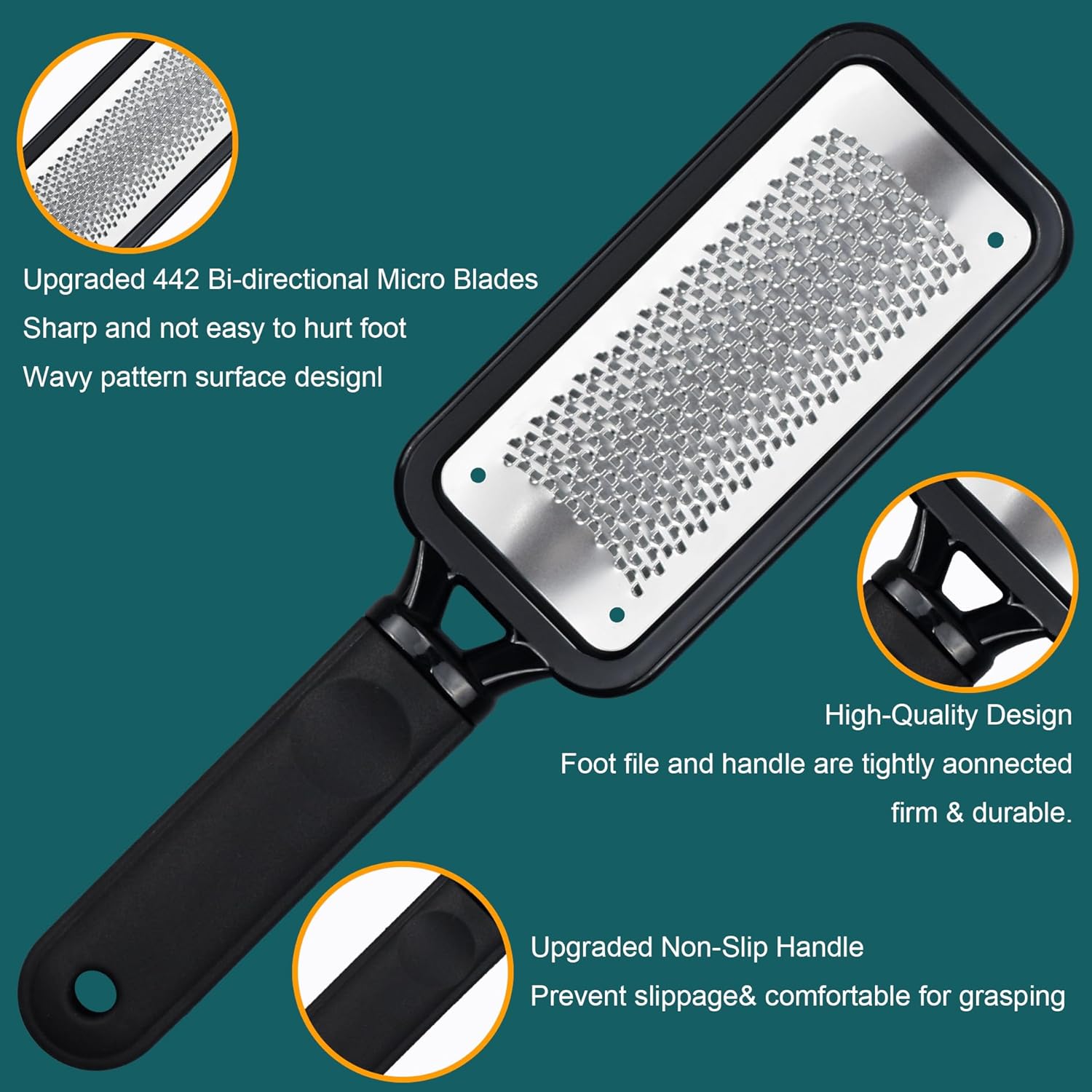 Foot Rasp Foot File, 2 Pcs Stainless Steel Pedicure Callus Remover for Feet, Professial Foot Care Tools for Pedicure to Removes Hard Skin Corns for Dry and Wet Feet