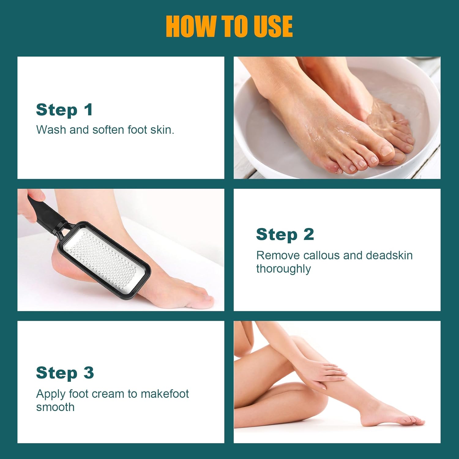 Foot Rasp Foot File, 2 Pcs Stainless Steel Pedicure Callus Remover for Feet, Professial Foot Care Tools for Pedicure to Removes Hard Skin Corns for Dry and Wet Feet
