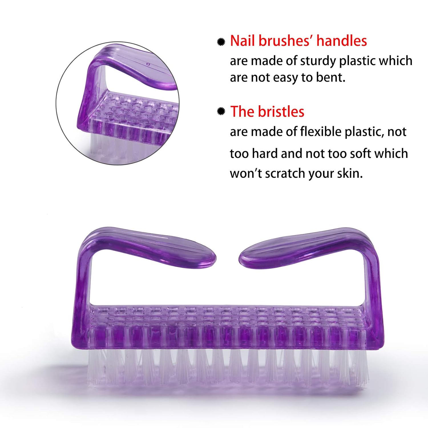 10 Pcs Handle Grip Nail Brush, Hand Fingernail Scrub Cleaning Brushes for Toes and Nails Cleaner, Pedicure Scrubbing tool kit for Men and Women Multicolor
