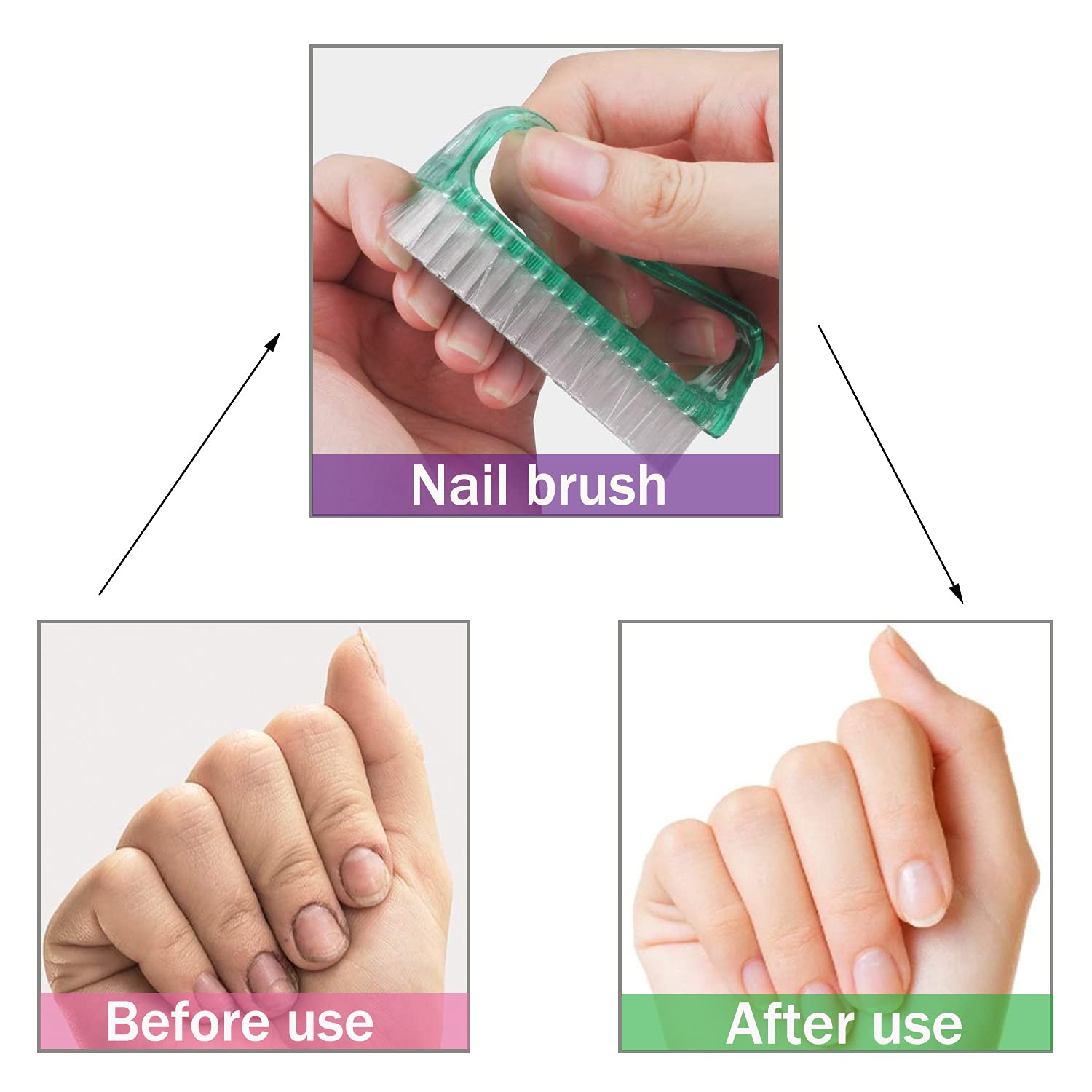 10 Pcs Handle Grip Nail Brush, Hand Fingernail Scrub Cleaning Brushes for Toes and Nails Cleaner, Pedicure Scrubbing tool kit for Men and Women Multicolor