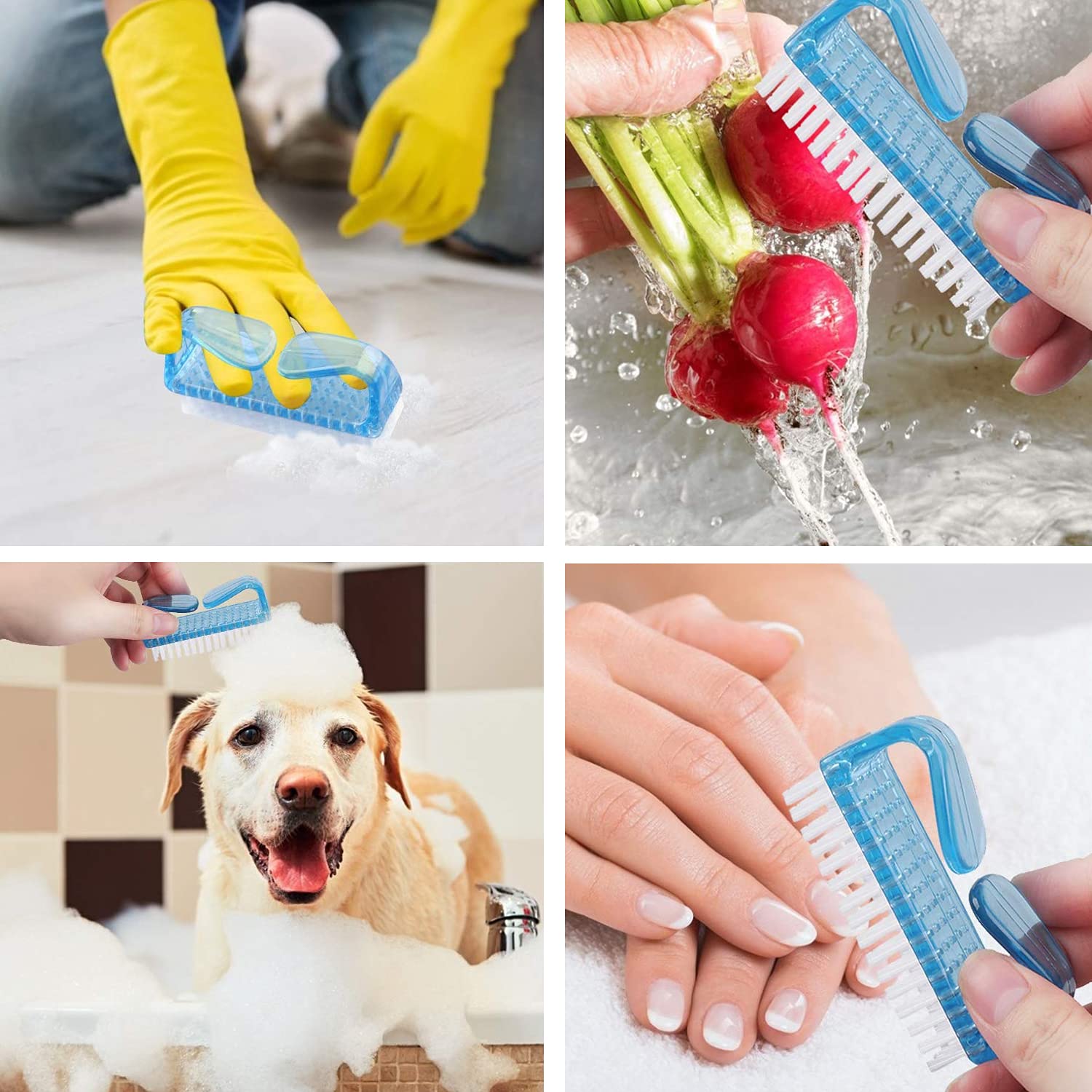 10 Pcs Handle Grip Nail Brush, Hand Fingernail Scrub Cleaning Brushes for Toes and Nails Cleaner, Pedicure Scrubbing tool kit for Men and Women Multicolor