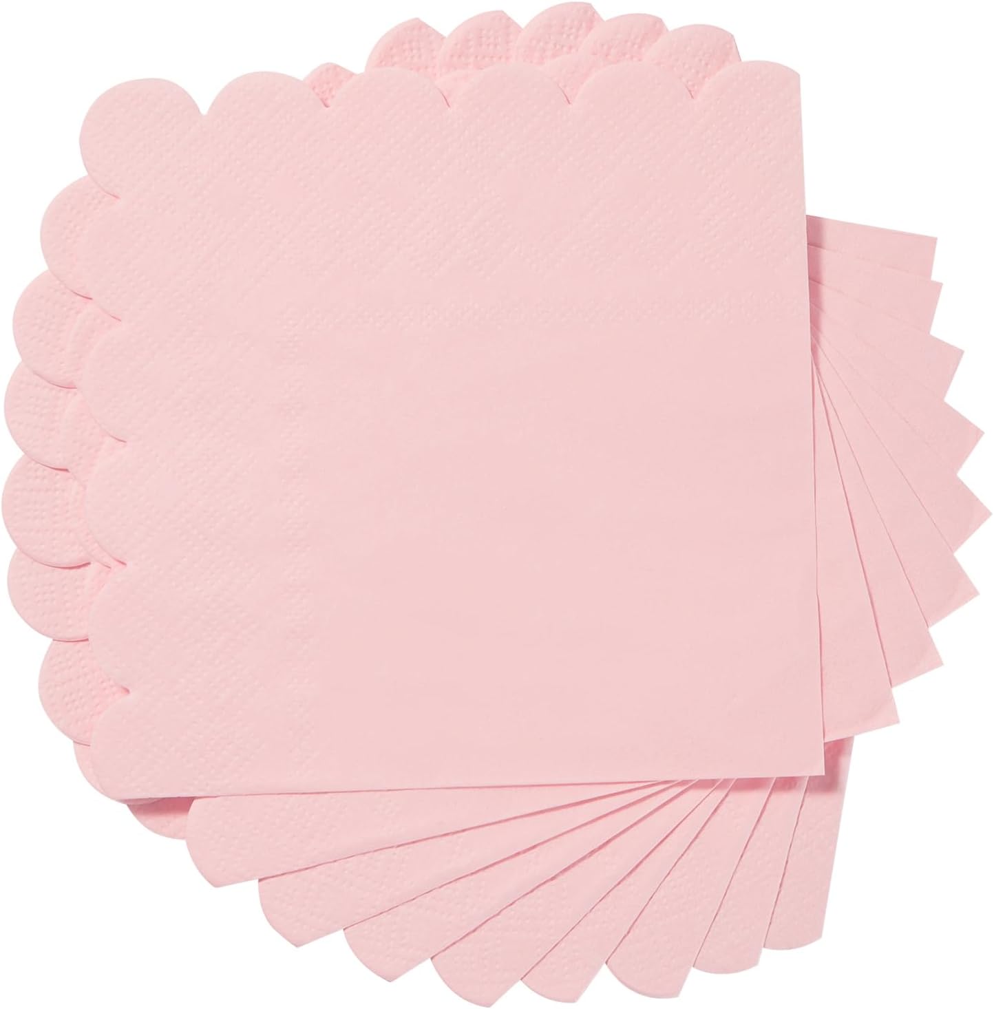 100 Pack Cocktail Napkin 2-Ply Scalloped Edged Dessert Napkins Folded 5 x 5 Inches Disposable Napkins for Dinner Wedding Birthday Party Bridal Anniversary Recepti Event Pink
