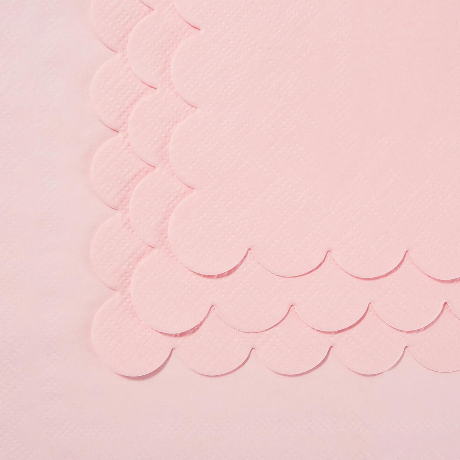 100 Pack Cocktail Napkin 2-Ply Scalloped Edged Dessert Napkins Folded 5 x 5 Inches Disposable Napkins for Dinner Wedding Birthday Party Bridal Anniversary Recepti Event Pink