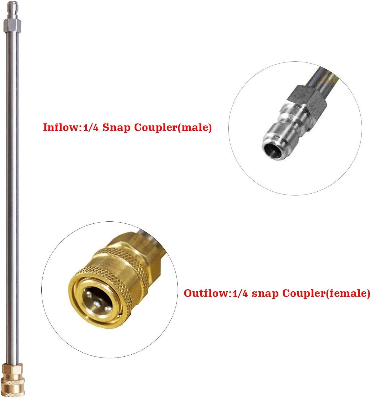 Pressure Washer Extension Wand, 17 Inch Stainless Steel with 1/4" Quick Connect Power Washer Lance, 2 Pack