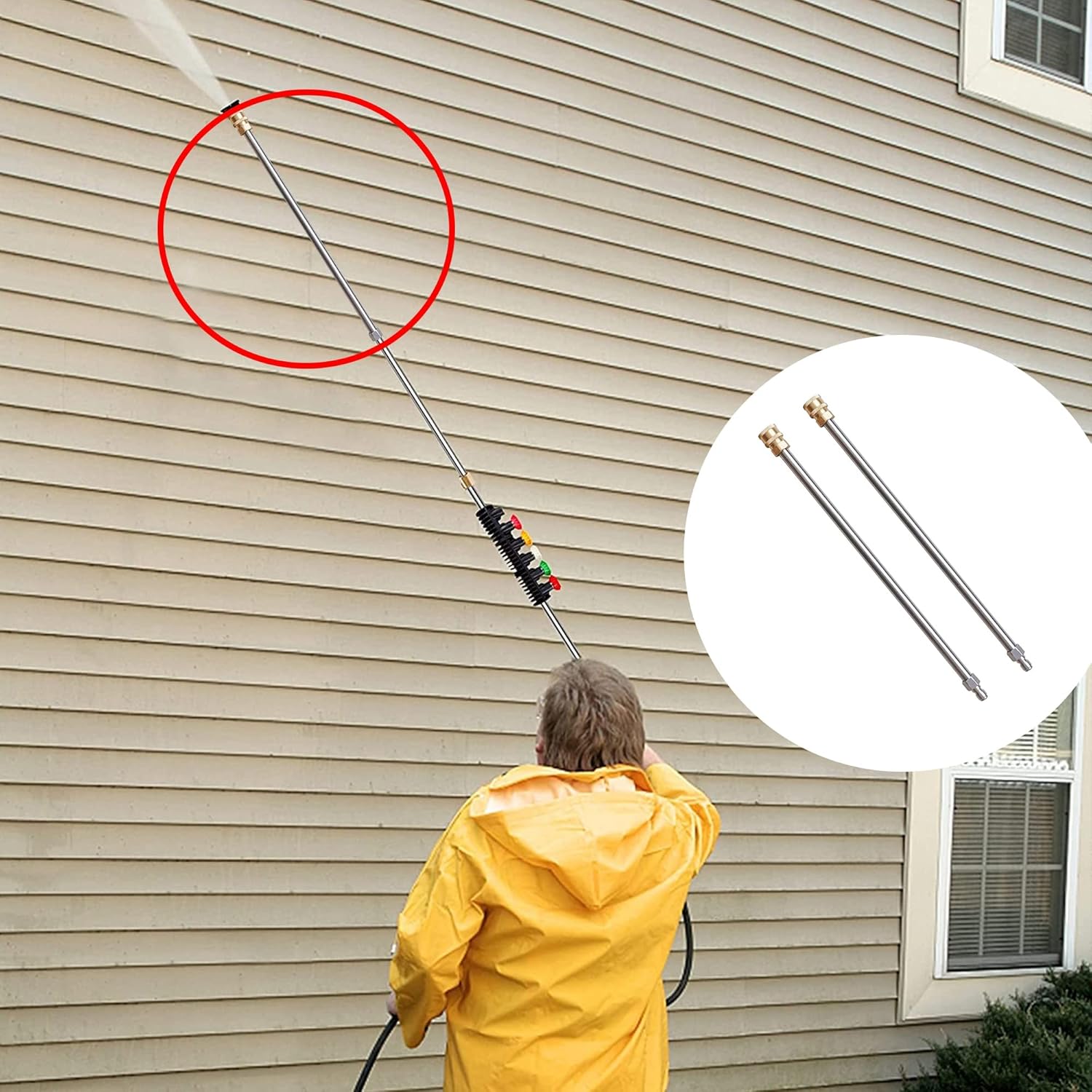 Pressure Washer Extension Wand, 17 Inch Stainless Steel with 1/4" Quick Connect Power Washer Lance, 2 Pack