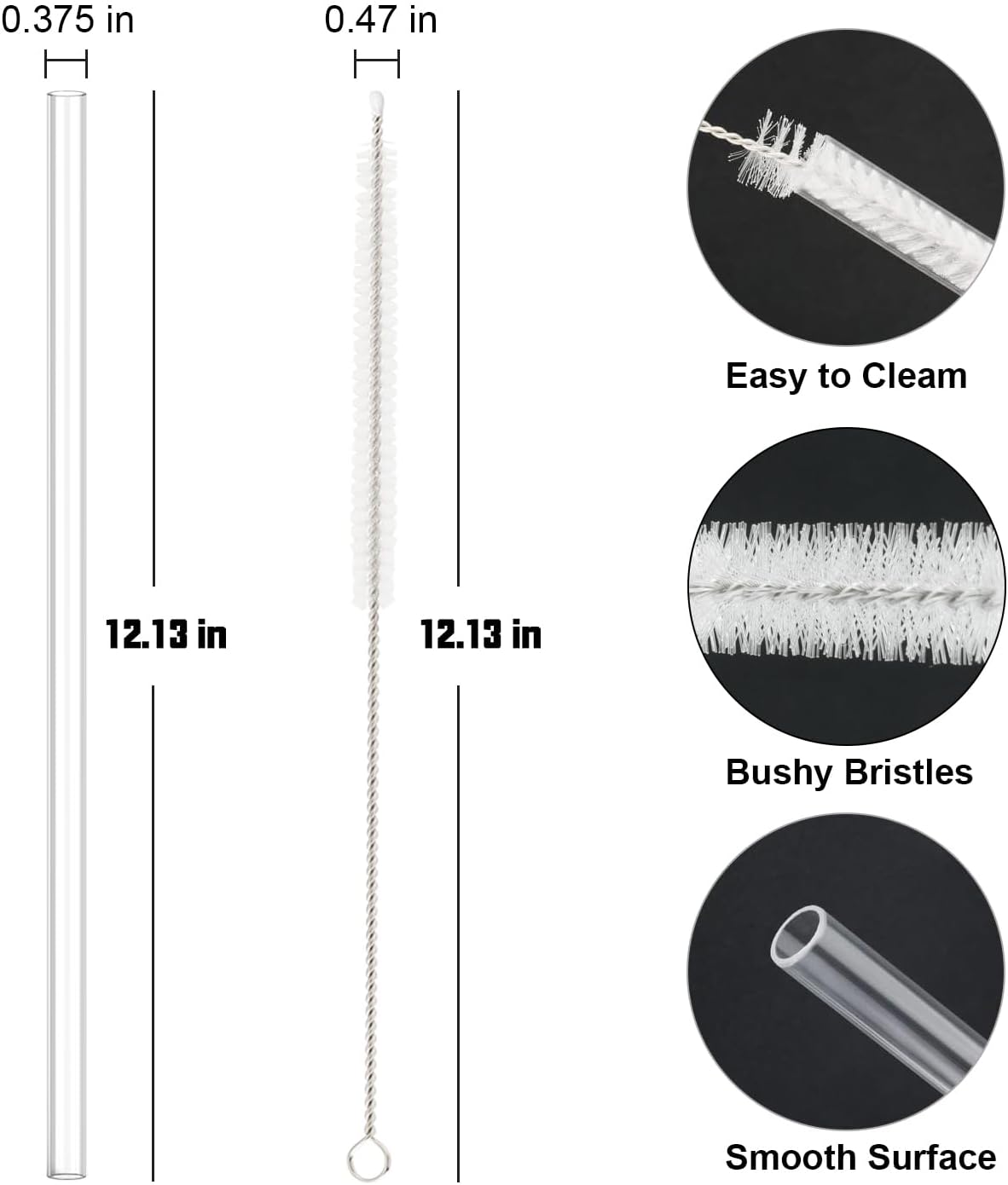10 Pcs Replacement Straw for Stanley Cup 40 oz 30 oz 64 oz Tumbler, Dishwasher Safe Clear Reusable lg Straws with Cleaning Brush for Stanley Adventure Tumbler Accessories