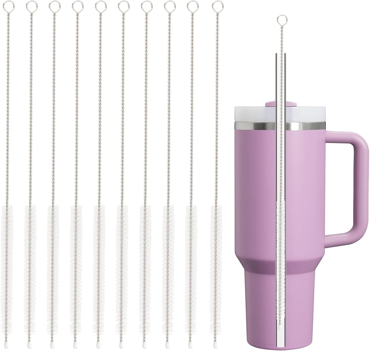 10 PCS Straw Cleaner Brush, 5 Pcs Replacement Colors Straw and Cover for Stanley Cup 30oz 40oz 64oz Tumbler