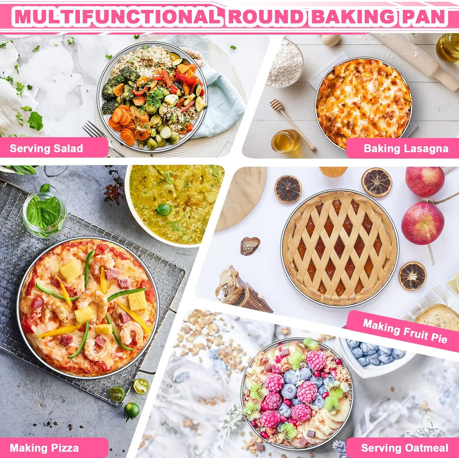 8 Inch Cake Pan Set of 2, Stainless Steel Round Layer Cake Baking Pans Tins, Non-Toxic & Healthy, Leak-proof & Easy Clean & Dishwasher Safe