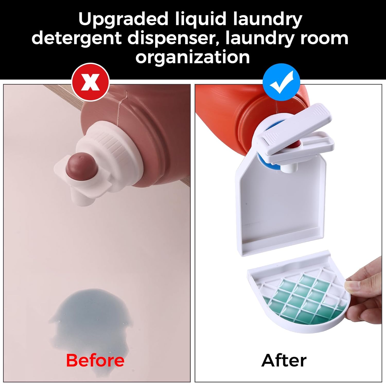 2 Pack Laundry Detergent Dispenser Cup Holder, Nozzle butt upgrade，Easily No More runny or Messy Laundry Detergent, Laundry Cup Holder and drip Tray Room Organizati and Storage