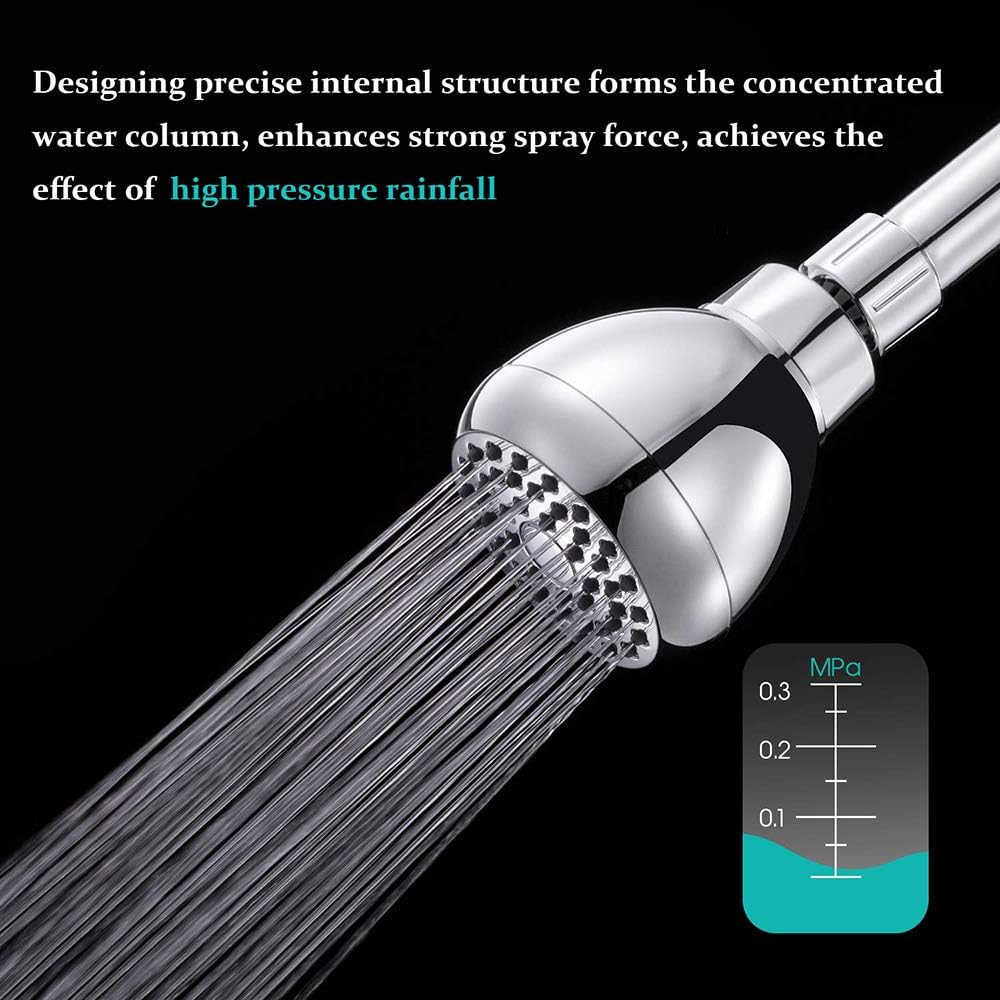 High Pressure Shower Head 3 Inches Anti-clog Anti-leak Fixed Showerhead Chrome with Adjustable Swivel Brass Ball Joint for Relaxing and Comfortable Shower Experience