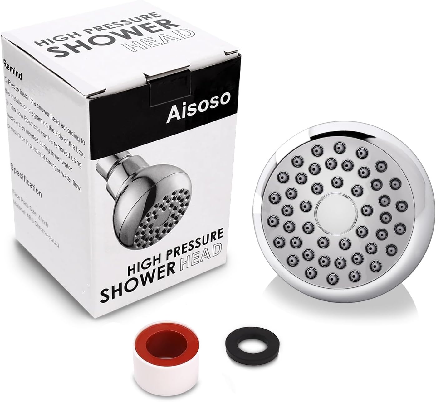 High Pressure Shower Head 3 Inches Anti-clog Anti-leak Fixed Showerhead Chrome with Adjustable Swivel Brass Ball Joint for Relaxing and Comfortable Shower Experience