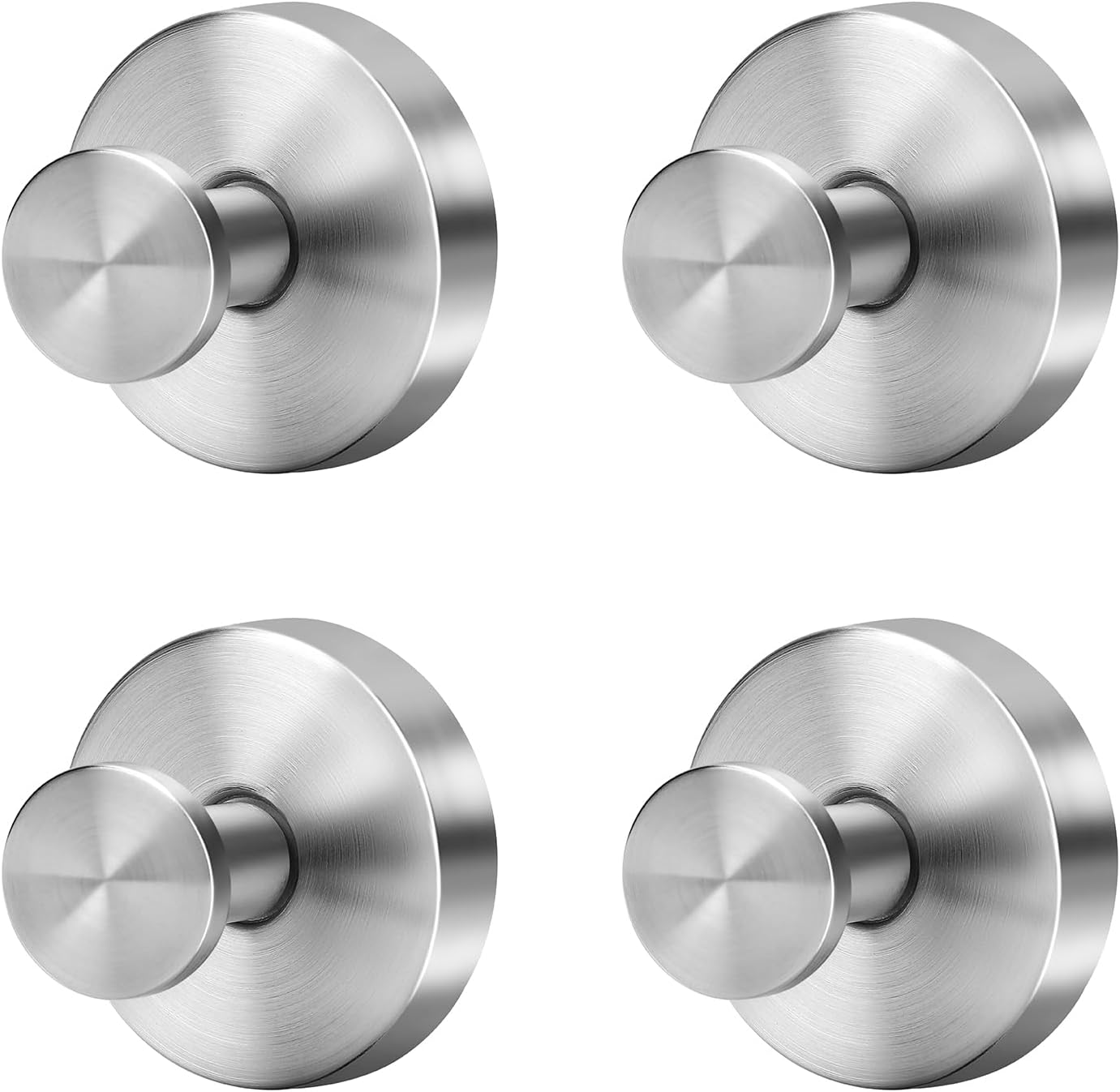 Silver Sucti Cup Hooks for Shower Waterproof - No Drill Stainless Steel Towel Hooks for Bathroom Wall, Kitchen, Glass, Mirror, Tile - Ideal for Hanging Towels, Robes, and Loofahs 4 pcs