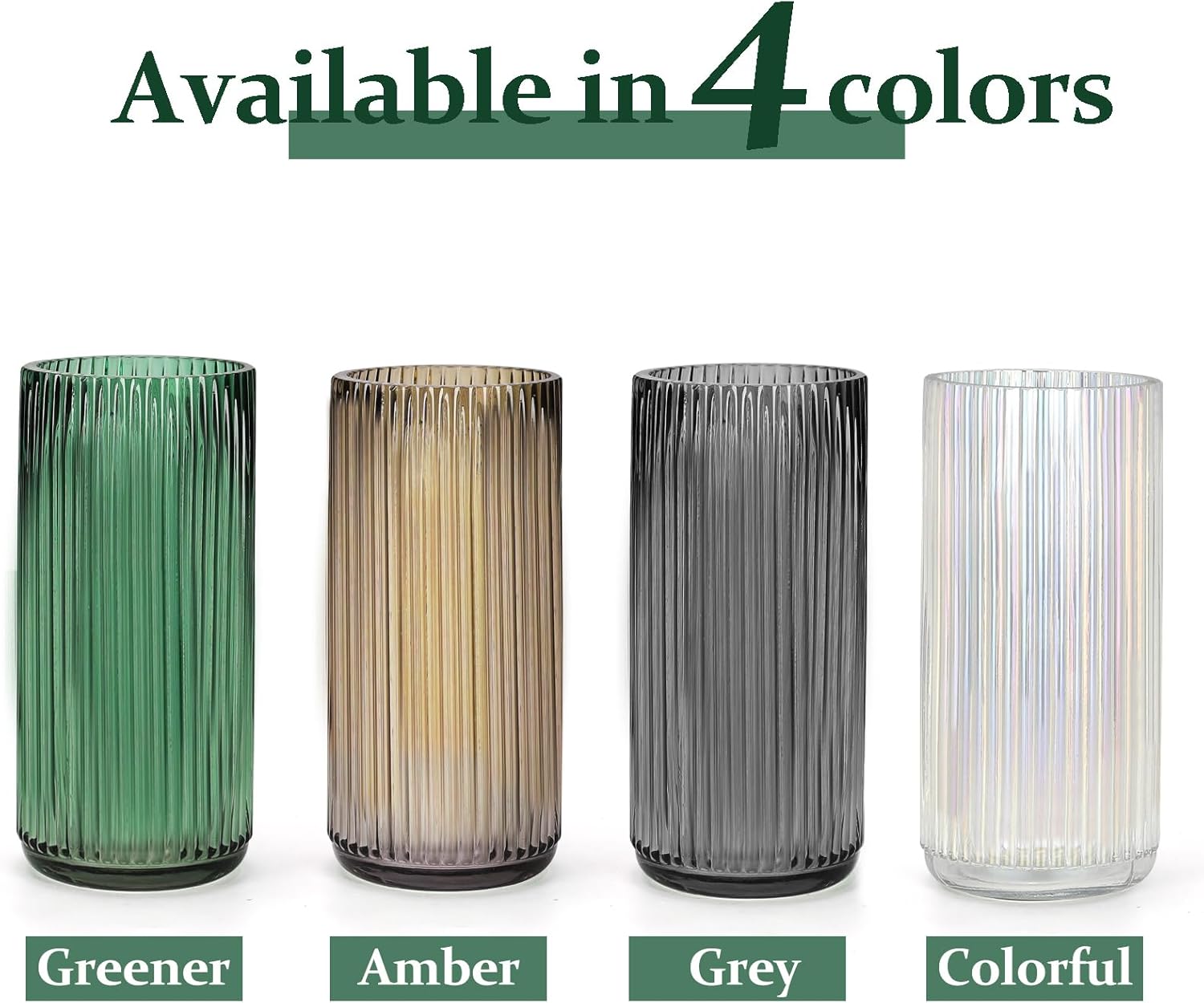 Flower Vase 7.6 Inch Grey Thickened Glass Vase for Lego Flowers,Bookshelf,Dinner Table,Office Desktop,Meeting Room,Bathroom,Countertop,Home Christmas Day Decorati