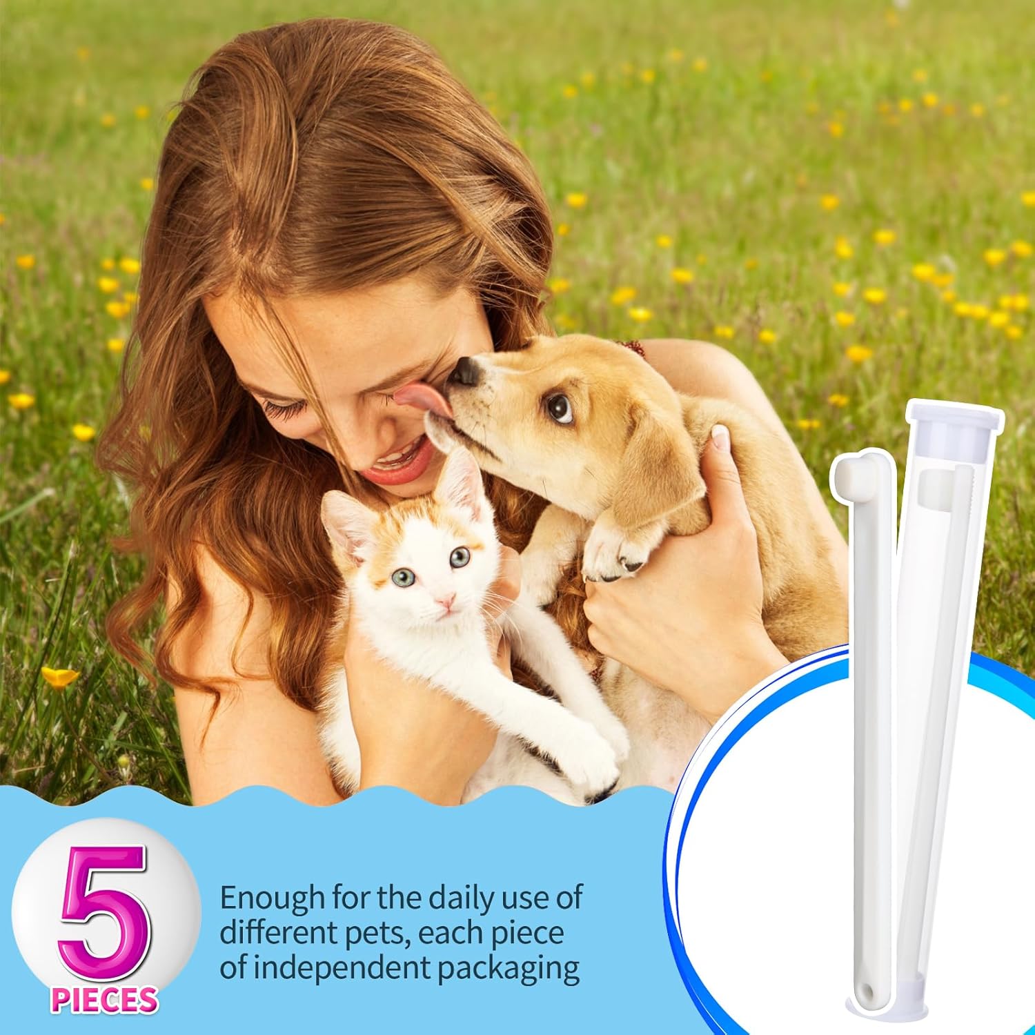 Petluno Small Dog & Cat Toothbrush 5 Set, Micro Nano Bristles to Clean pet Teeth Toothbrushes, Puppy Dogs Pet Tooth Cleaning Kit with Storage Box White