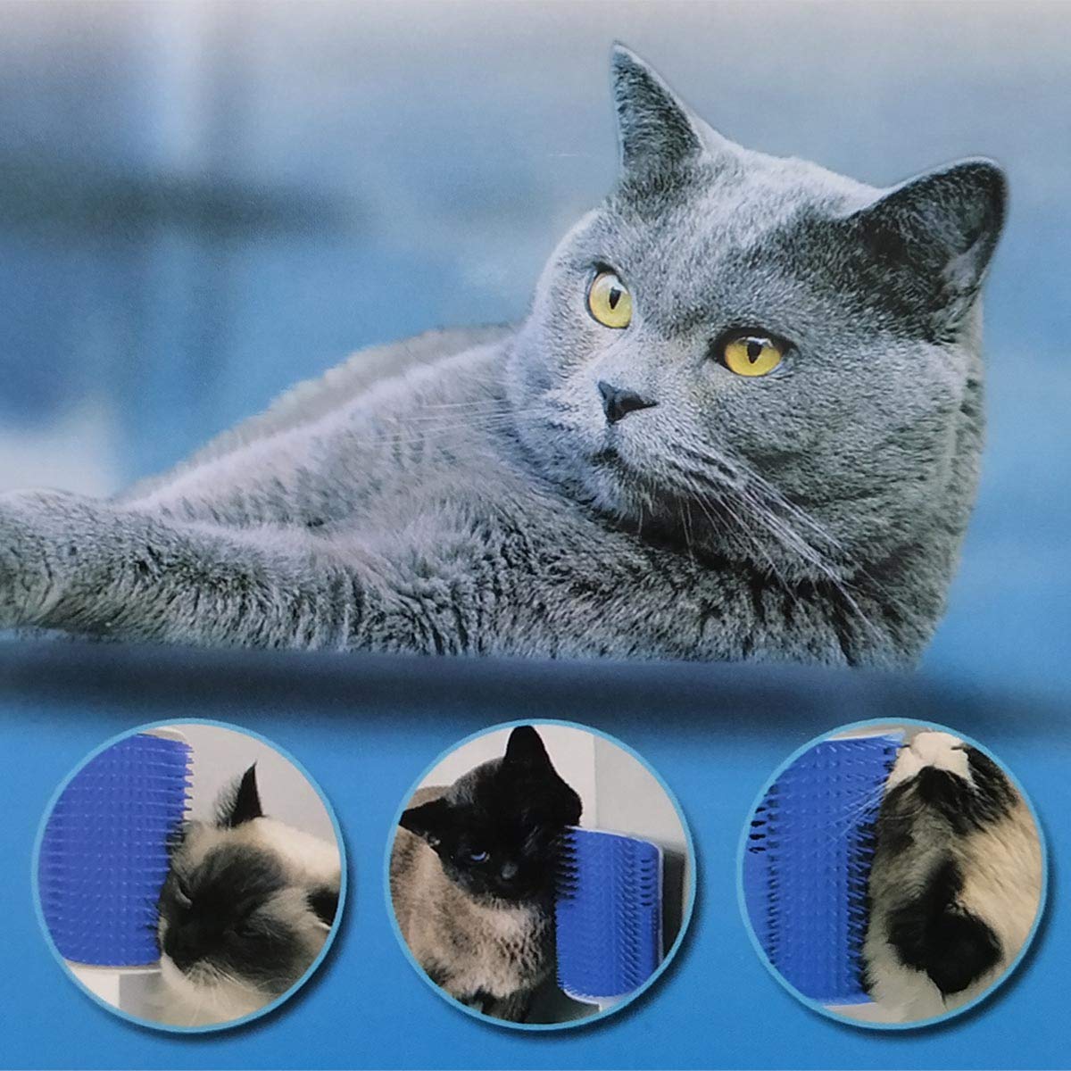 2 Pack Softer Self Groomer with Catnip Wall Corner Massage Comb Scratcher Grooming Brush Tool for Long & Short Fur Kitten Cats Dogs Gray