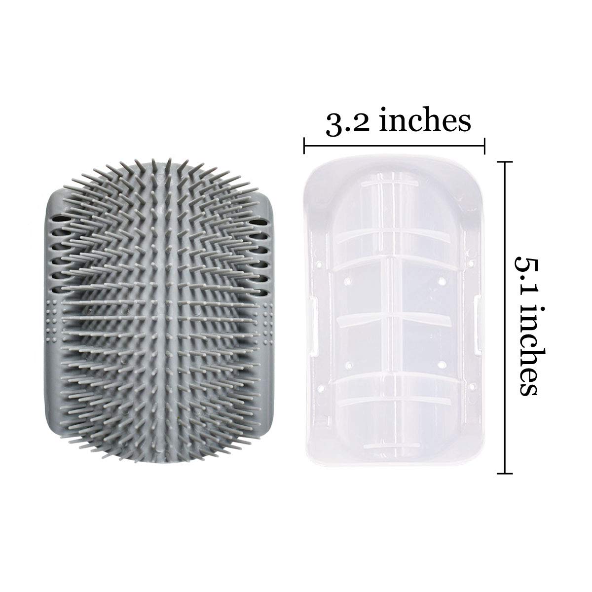 2 Pack Softer Self Groomer with Catnip Wall Corner Massage Comb Scratcher Grooming Brush Tool for Long & Short Fur Kitten Cats Dogs Gray