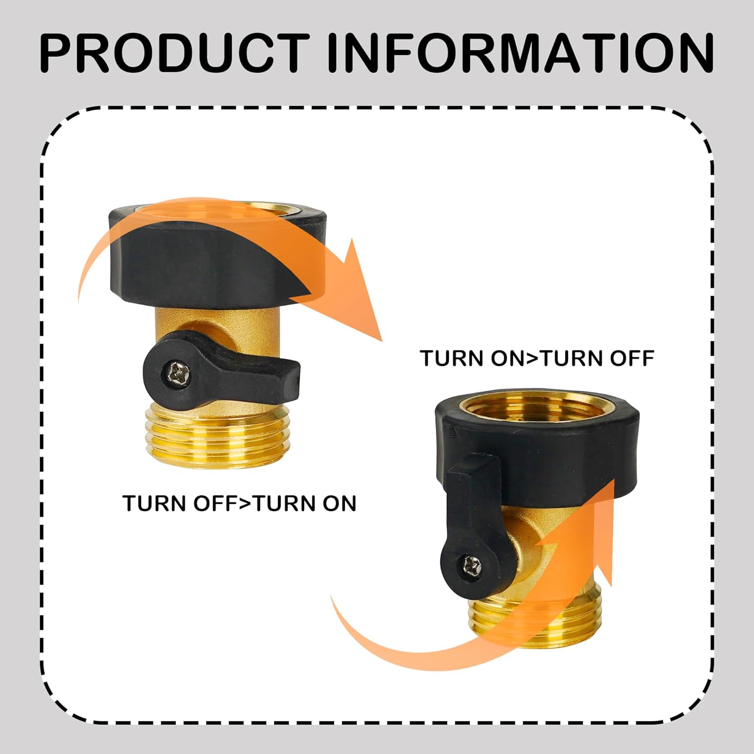 Garden Hose Shut Off Valve, 4 Pack 3/4 Inch Heavy Duty Solid Brass Garden Hose Connector, Water Shut Off Valve with 8 Extra Rubber Washers