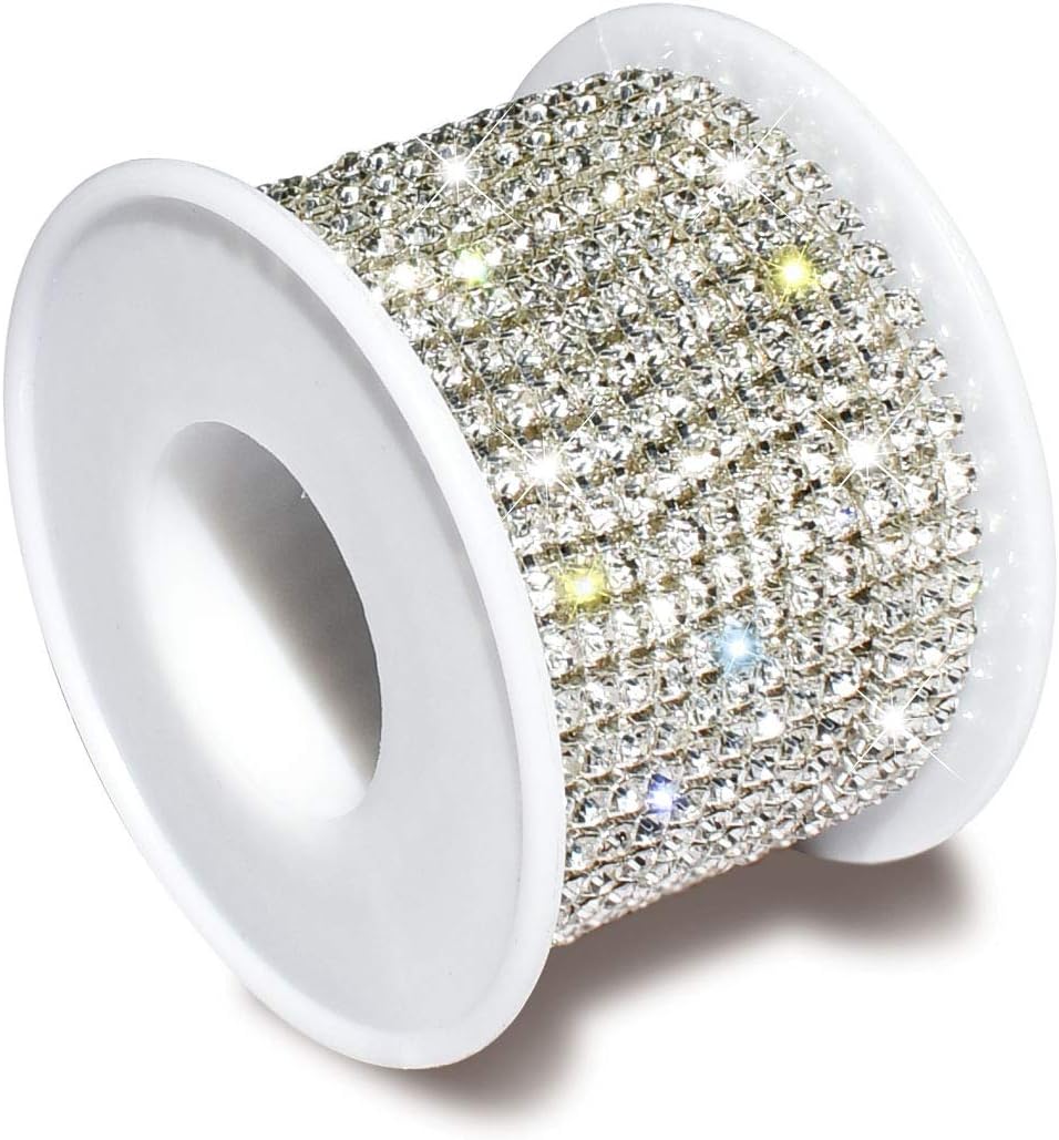 1 Roll 10 Yards 3MM Crystal Rhinestone Close Chain Trim for Sewing Craft DIY Decoration Jewelry Silver Claw Cup Diamond Trimming Clear SS12 silver