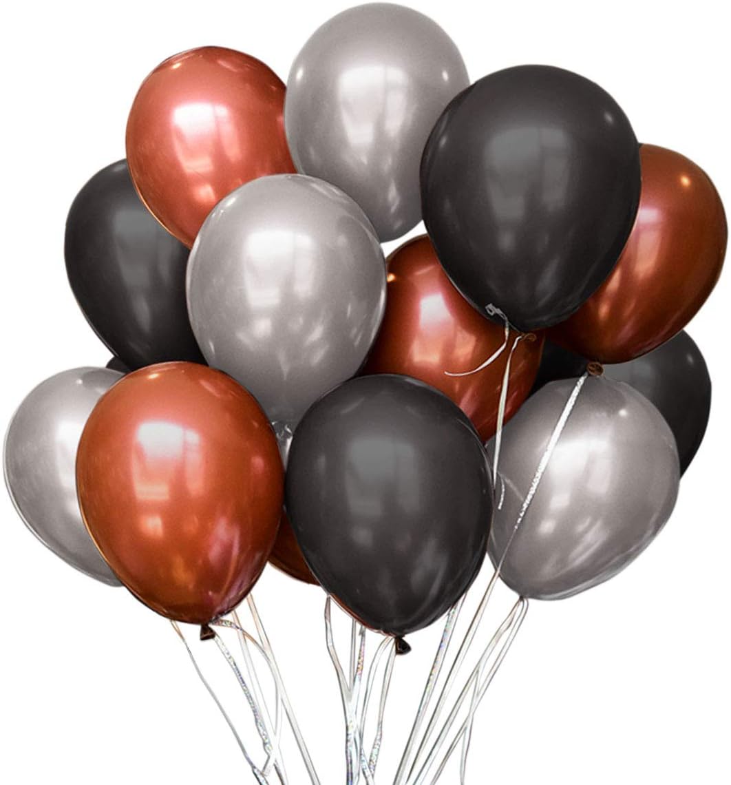 60 Pack The Office Balloons Birthday Decoration Brown & Black Silver Party Merchandise by Dwight K. Schrute Theme birthday Decorations 12 Inch
