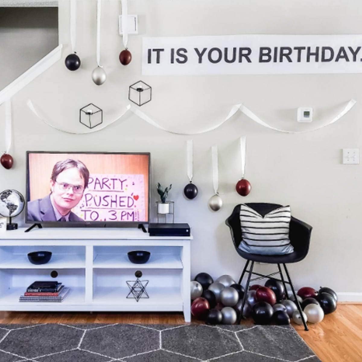 60 Pack The Office Balloons Birthday Decoration Brown & Black Silver Party Merchandise by Dwight K. Schrute Theme birthday Decorations 12 Inch