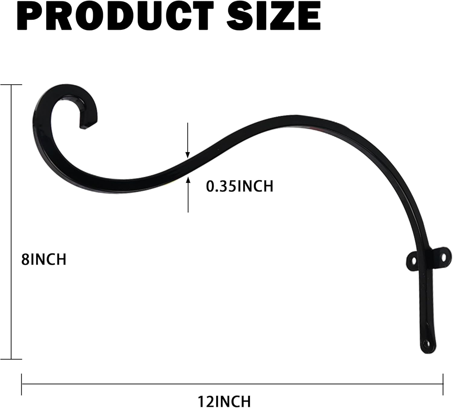 2 Pack Plant Hanger Outdoor, 12 Inch Heavy-Duty Hanging Plant Hook for Outside Basket, Black Metal Wall Mount Plant Bracket Hook for Flower Baskets Bird Feeder