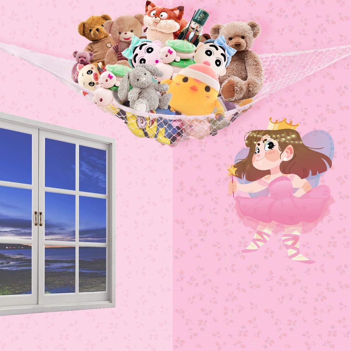 Hammock Mesh Toy Net Stuffed Animal Toys for Kids Jumbo Large Storage Pet Corner Animals Wall Hanging Organizer Christmas Gift White