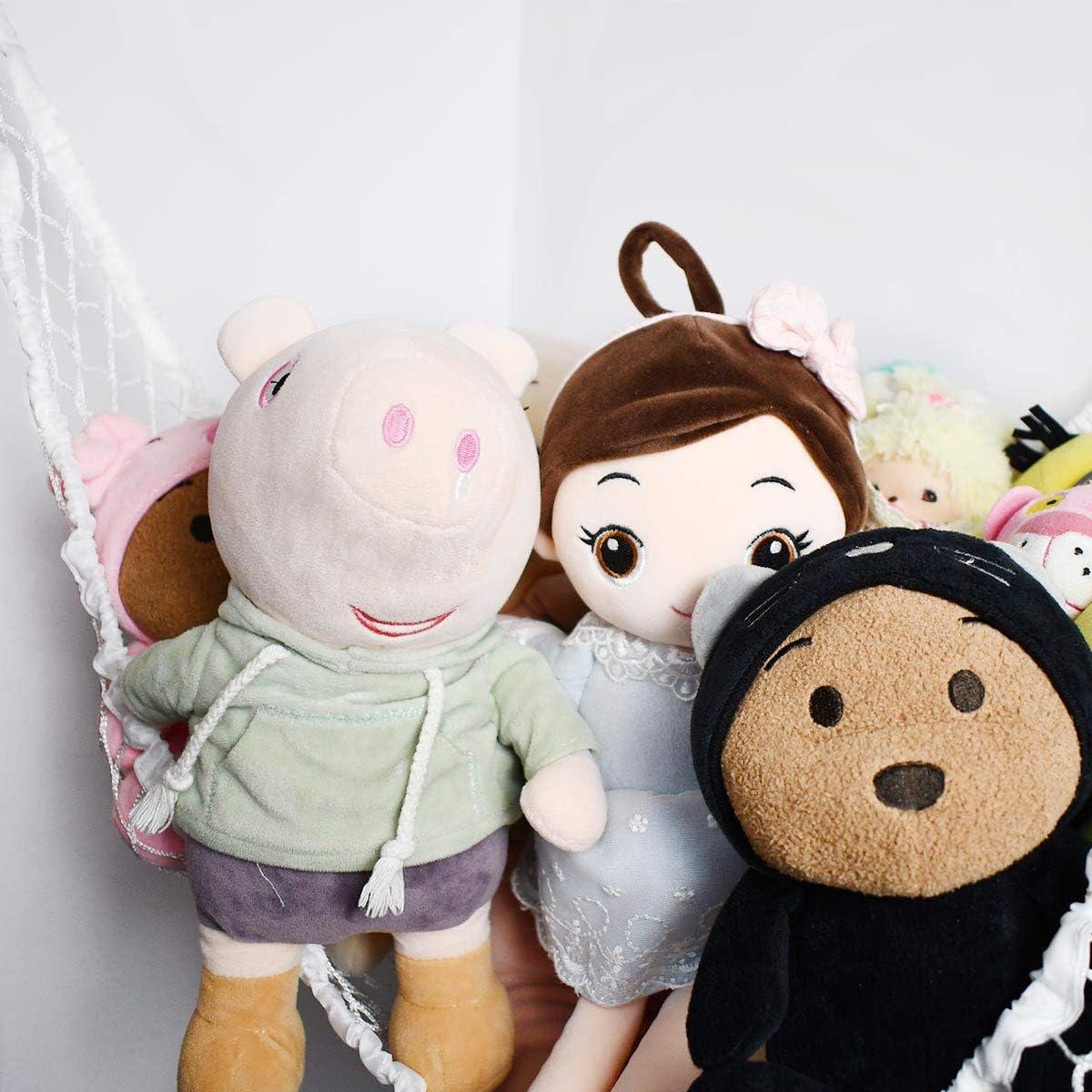 Hammock Mesh Toy Net Stuffed Animal Toys for Kids Jumbo Large Storage Pet Corner Animals Wall Hanging Organizer Christmas Gift White