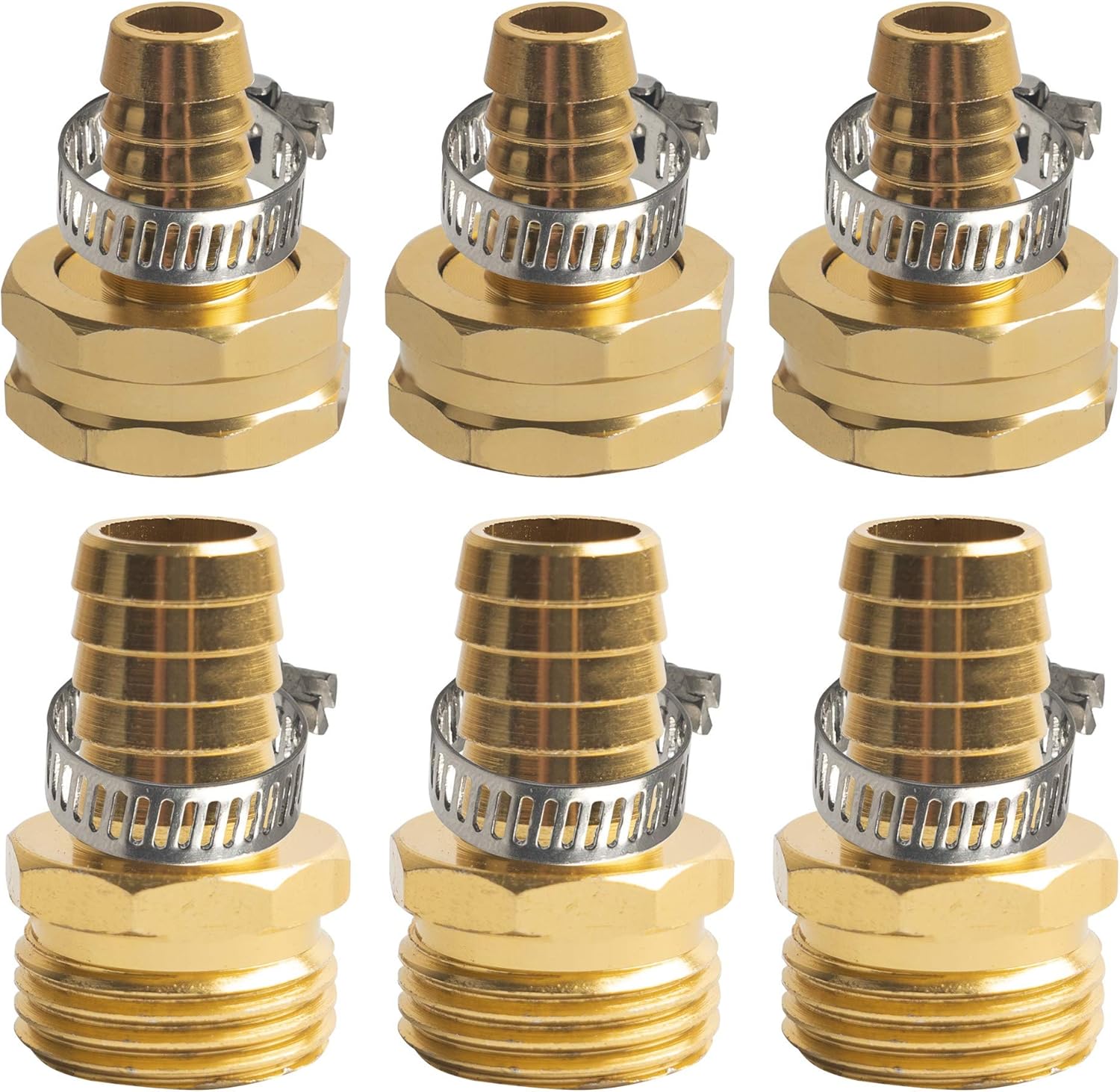 Hose Repair Connectors with Claps, 5/8" Aluminum Garden Hose Repair Kit, Female and Male Hose Connectors & Fitting with Stainless Steel Clamp, 3 pack