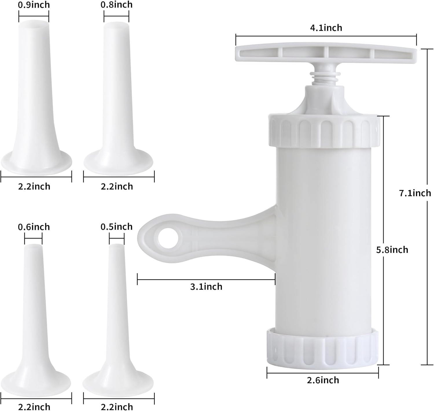 Manual Sausage Stuffer with 4 Stuffing Tubes, BPA-Free Plastic Meat Filler, 12/15/20/24mm Tubes for Natural, Collagen Casings, DIY Hot Dogs, Bratwursts