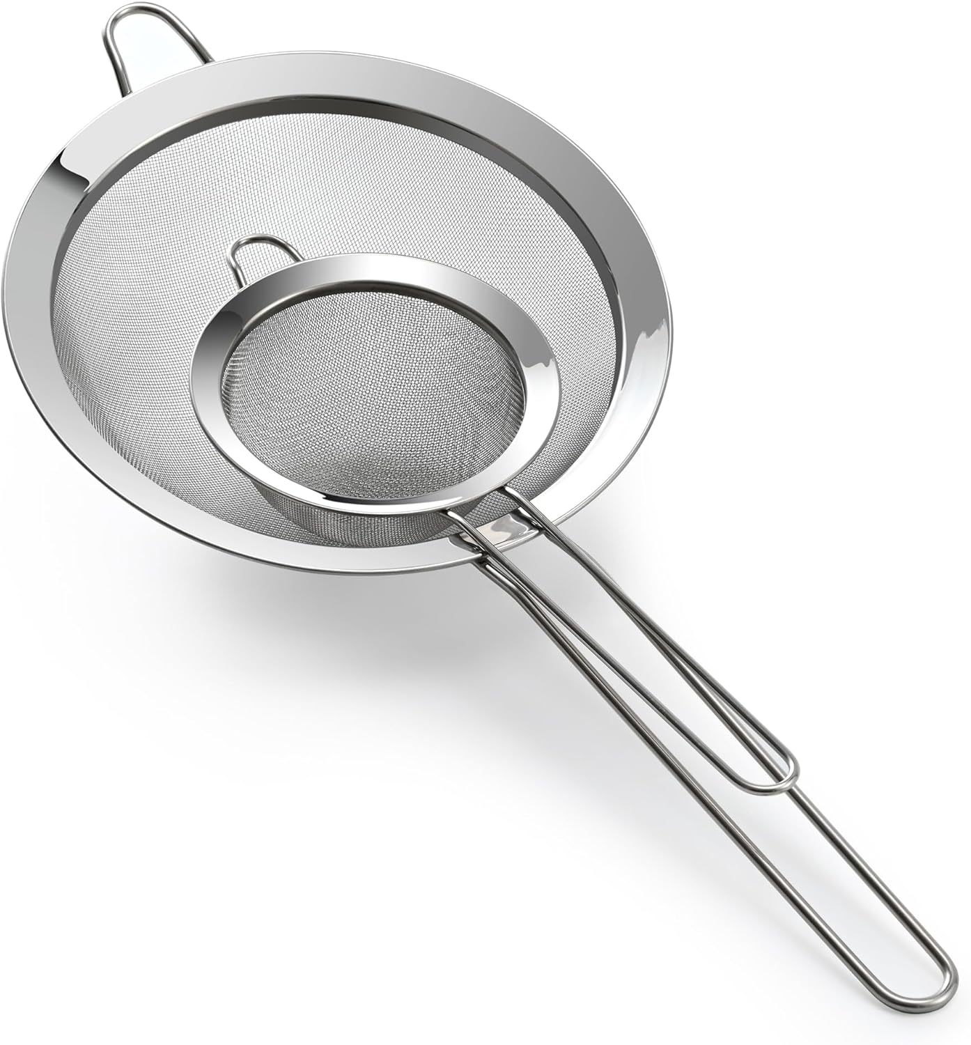 Premium 304 Stainless Steel Fine Mesh Strainer – Multi-Use Colander, Sieve, and Filter for Rice, Juice, Quinoa, Flour, Baking, Cooking, Meal Prep Durable, Easy-to-Clean Kitchen Tool 7.1 in + 3.9