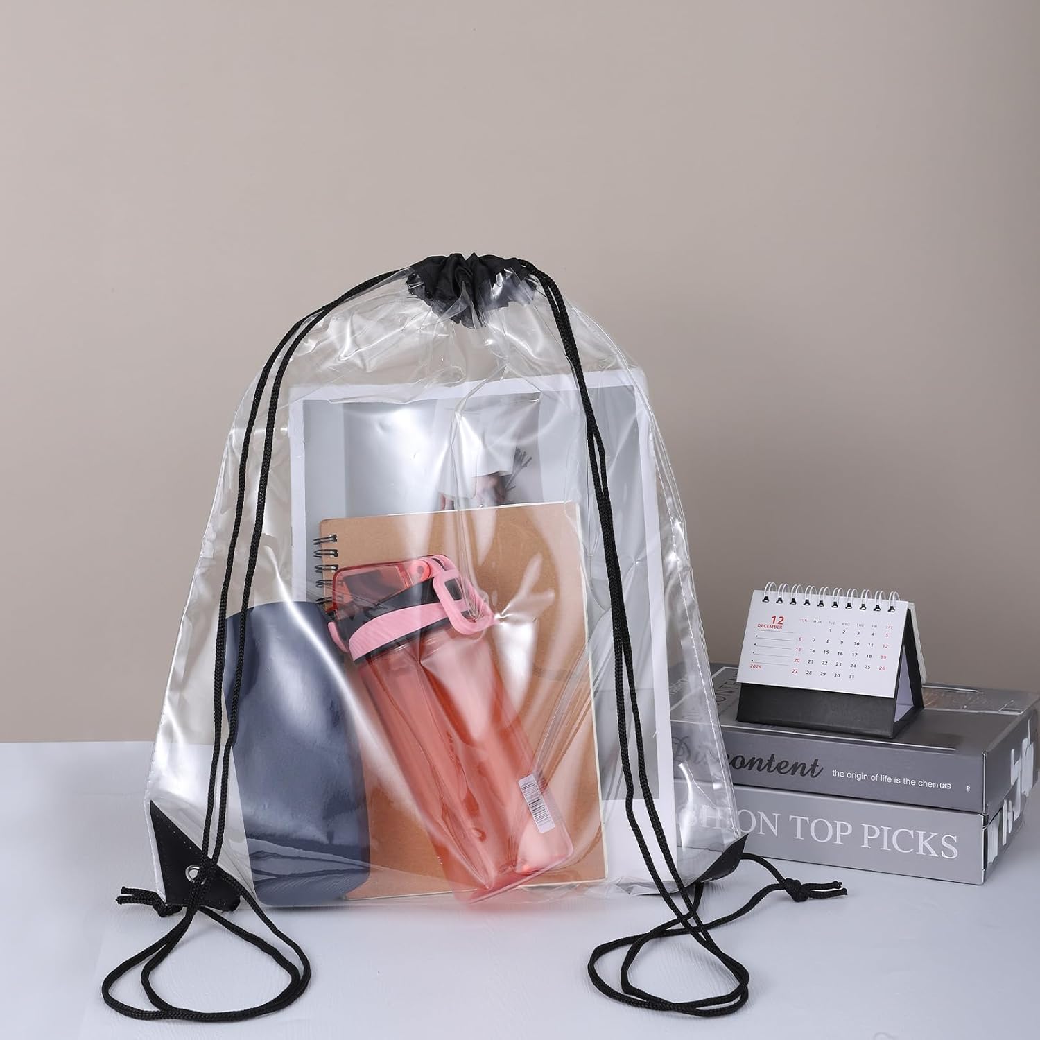 2 Pcs Clear Backpack for Stadium Events, Waterproof PVC Drawstring See Through Bag for Men and Women, Ideal for Gym Stadium Events Concert Colleges Work Festivals Travel Shopping 17x13 Inch